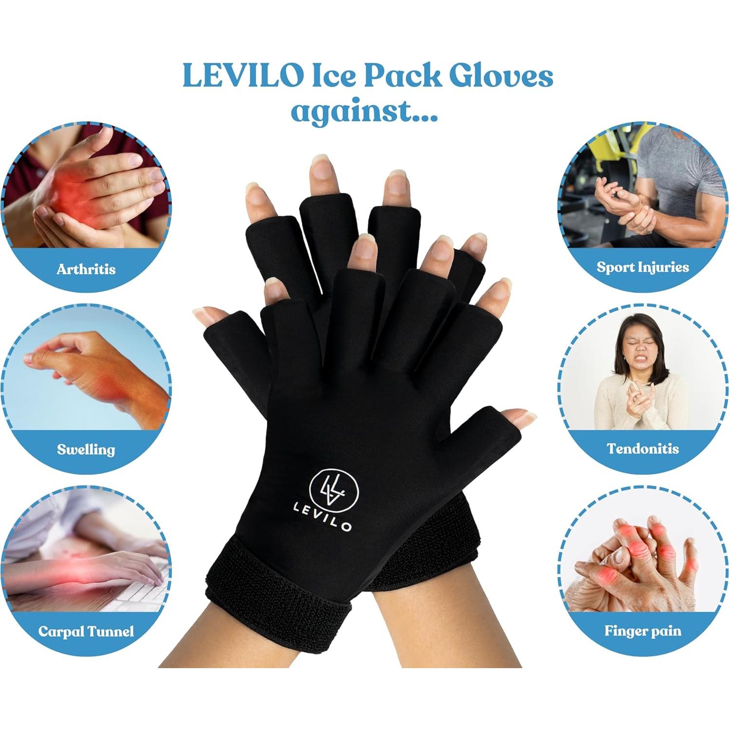 Guantes de Hielo LEVILO para Manos - 2 Paquetes Terapia