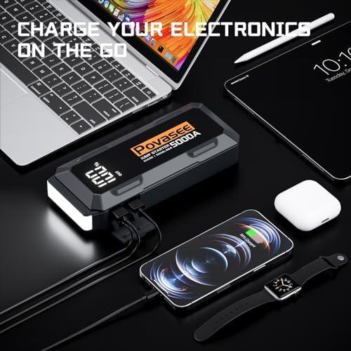 Arrancador de Salto 5000A Povasee A40 12V con Pantalla LED