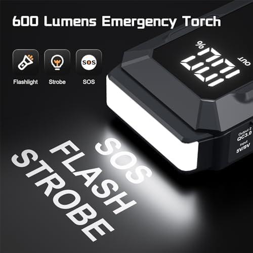 Arrancador de Salto 5000A Povasee A40 12V con Pantalla LED