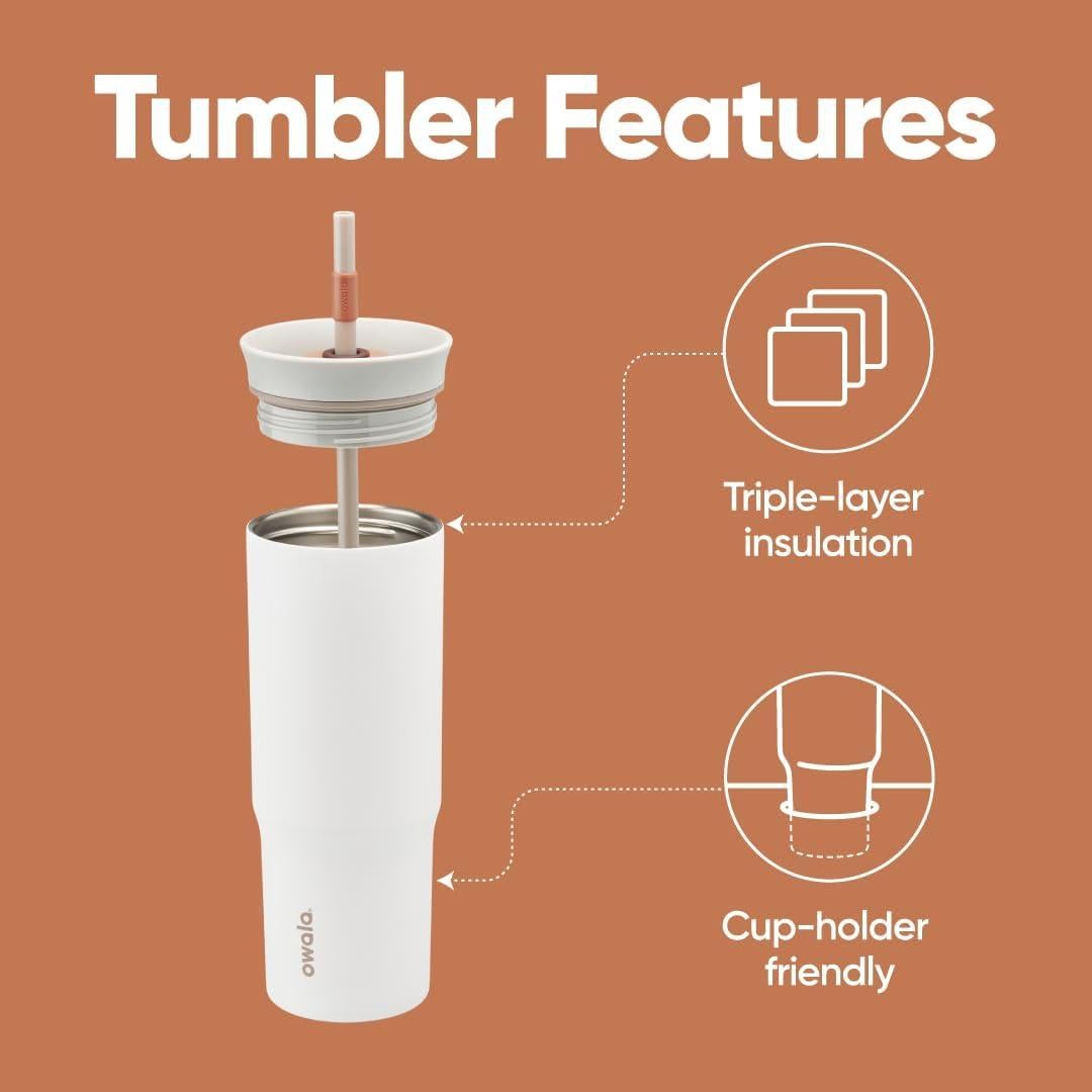 Vaso de viaje Owala 710 ml acero inoxidable con popote