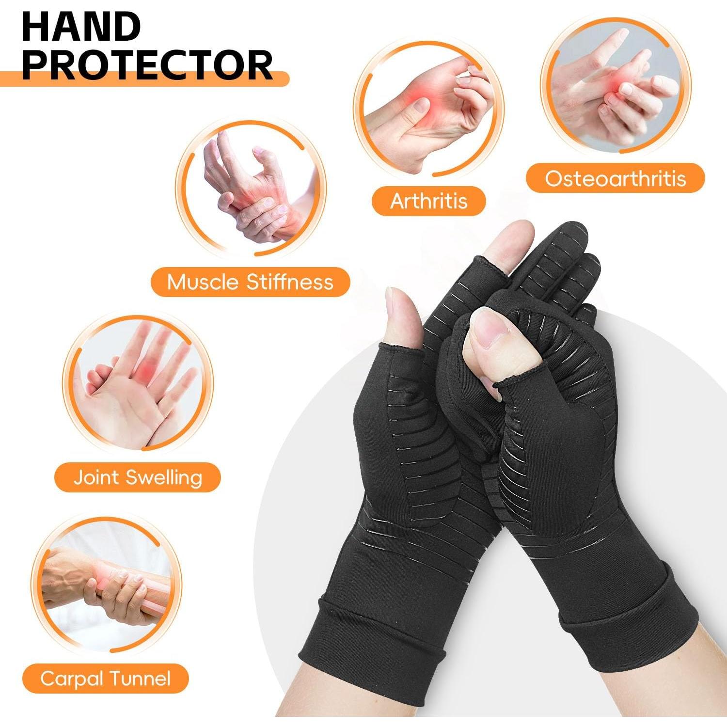 Guantes de Artritis Big Mango Medianos con Cobre y Dedos Abiertos