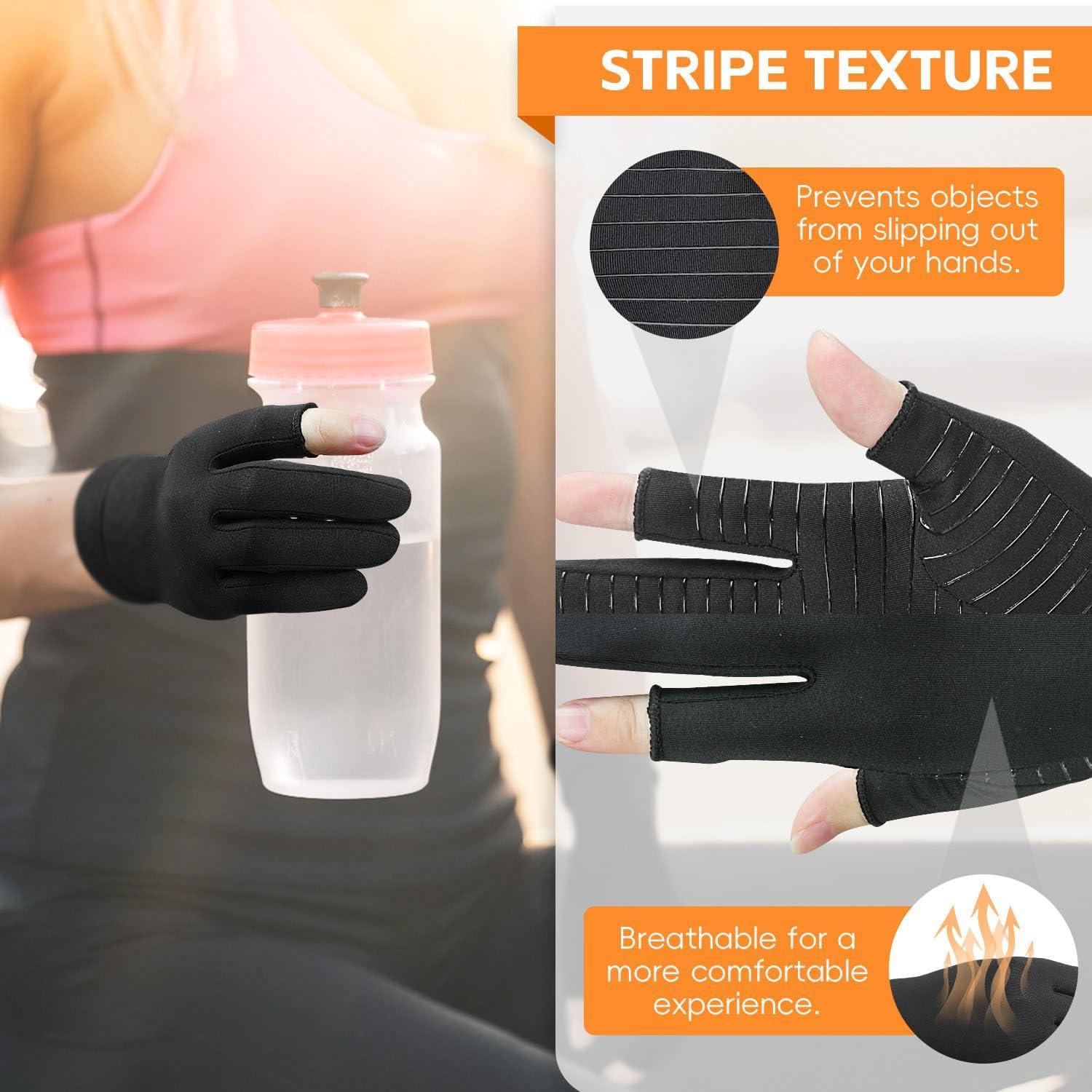 Guantes de Artritis Big Mango Medianos con Cobre y Dedos Abiertos