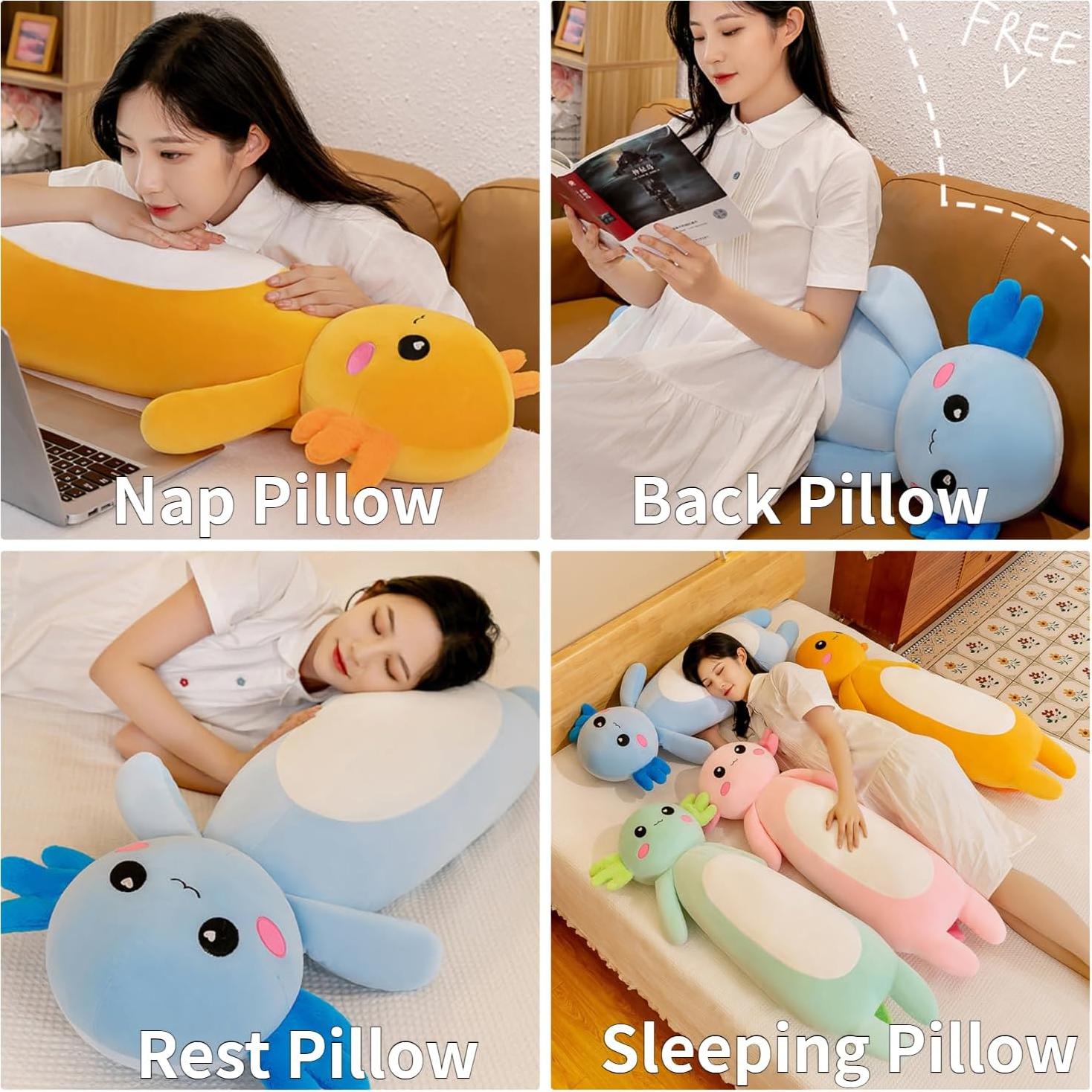 Almohada de Peluche Axolote Kekeso 100 cm Rosa Suave