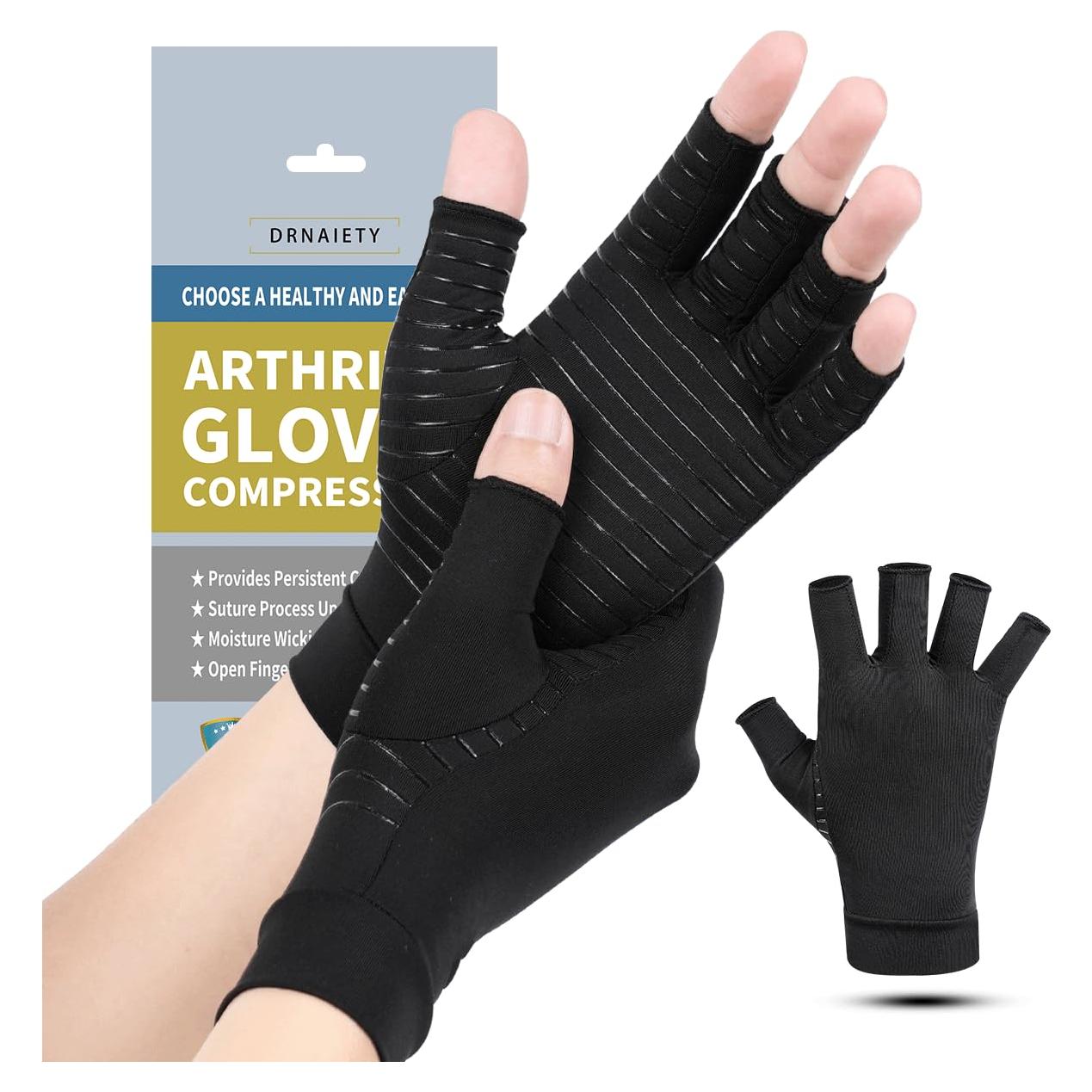 Guantes de Artritis de Cobre DRNAIETY - Compresión Sin Dedos S