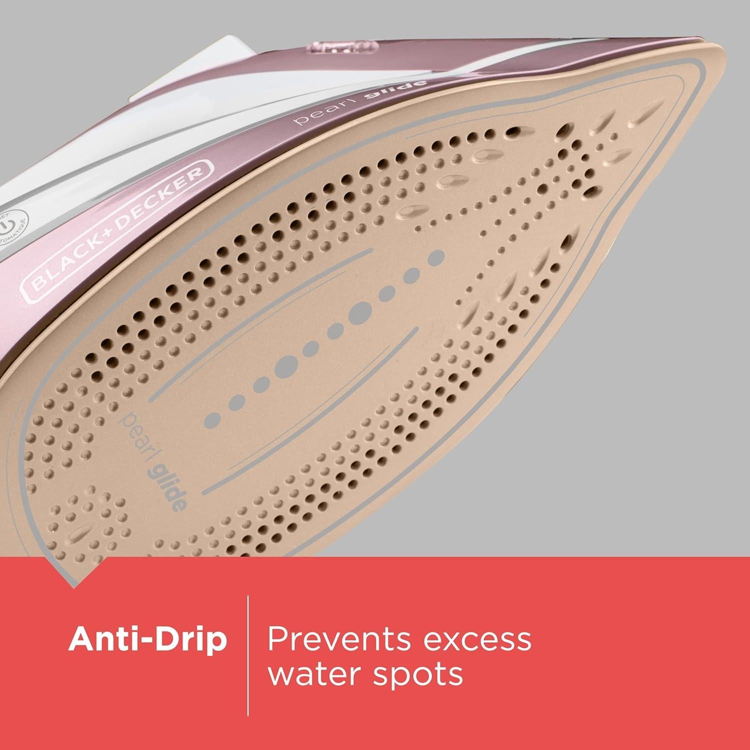 BLACK+DECKER Pearl Iron, IR2398, 50% Smoother Gliding with Pearl-Infused Ceramic Soleplate, Powerful Steam, 8 Foot Cord, Vertical Steam Function