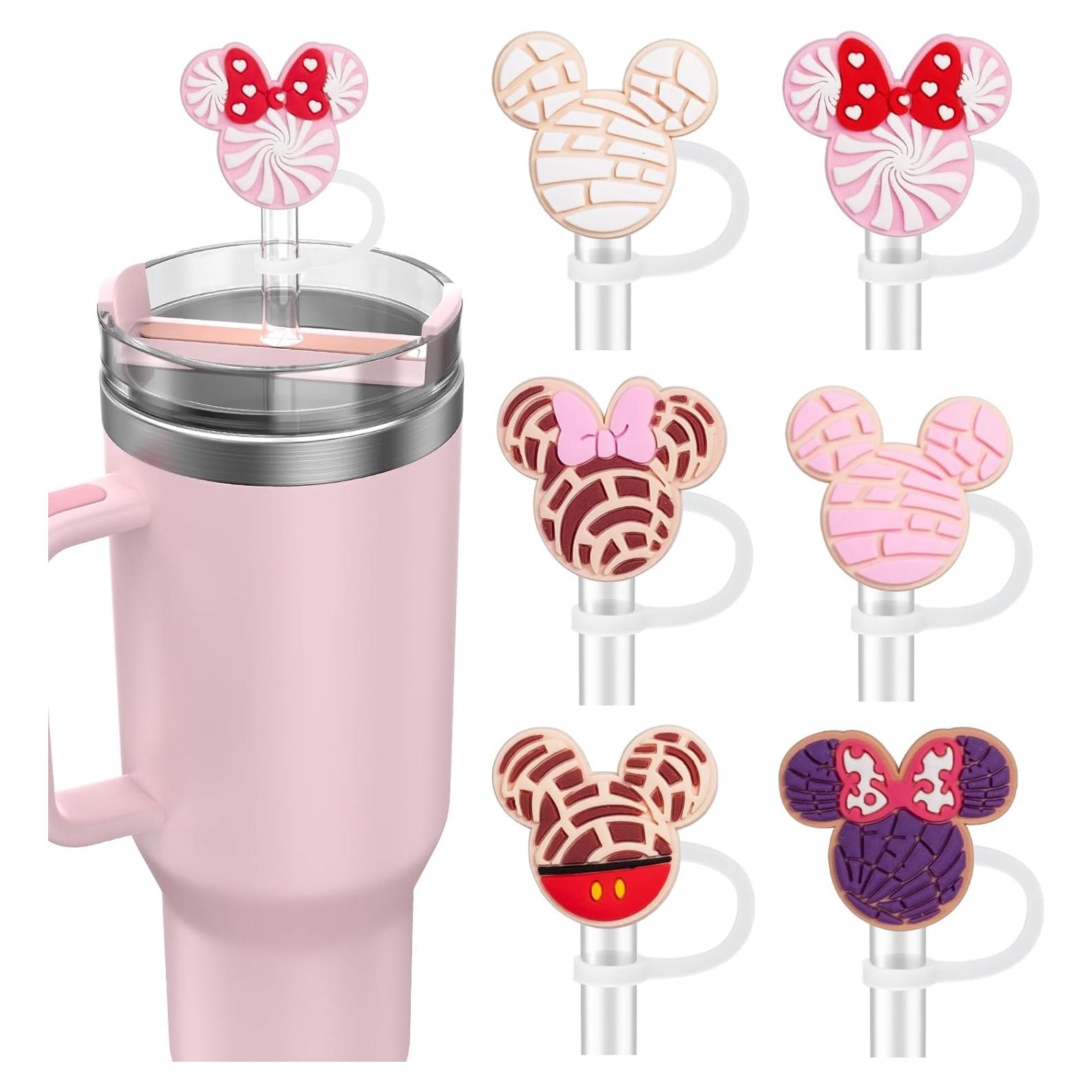 Cubiertas de Popote Yomanta 6pcs Silicona Ratones Rosados