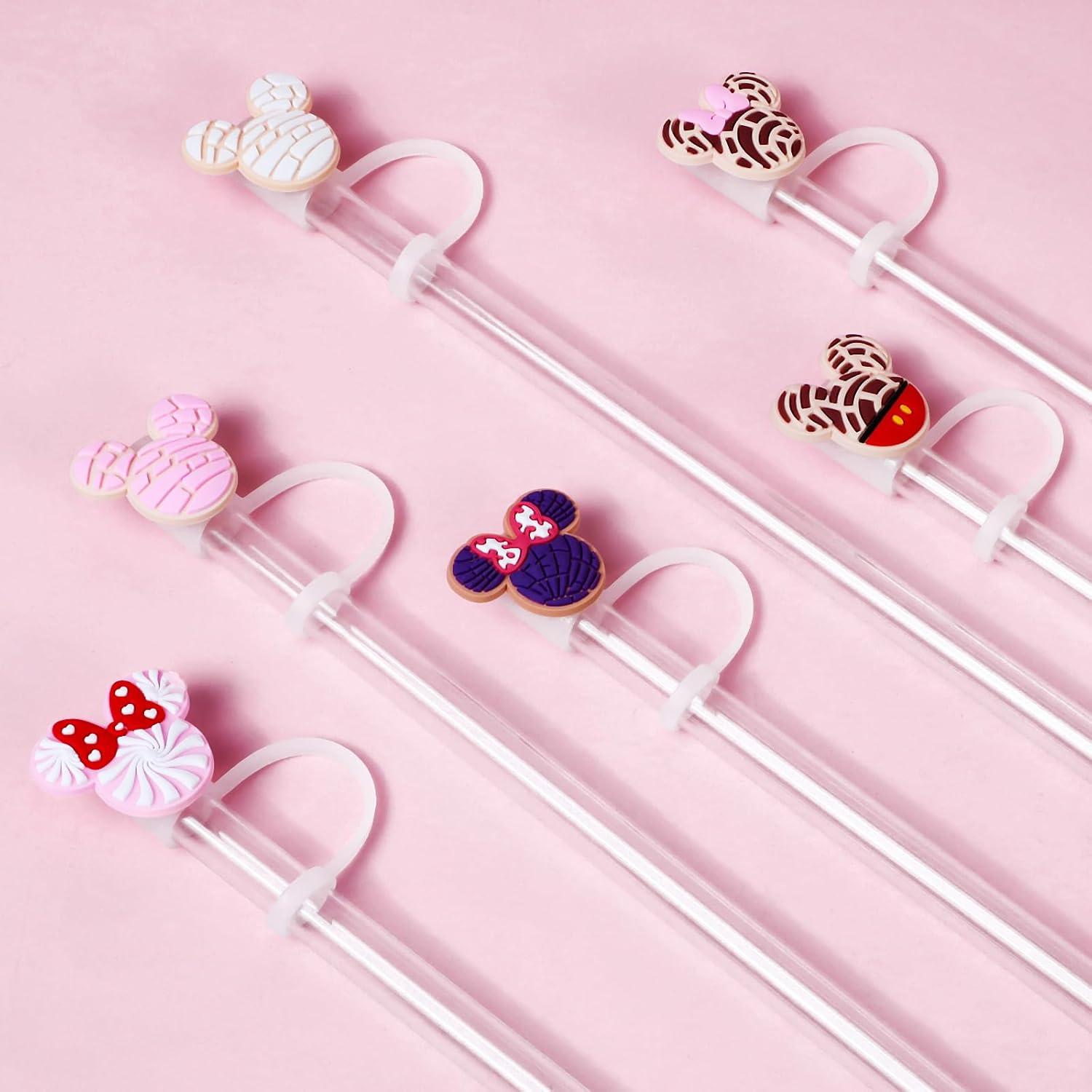 Cubiertas de Popote Yomanta 6pcs Silicona Ratones Rosados