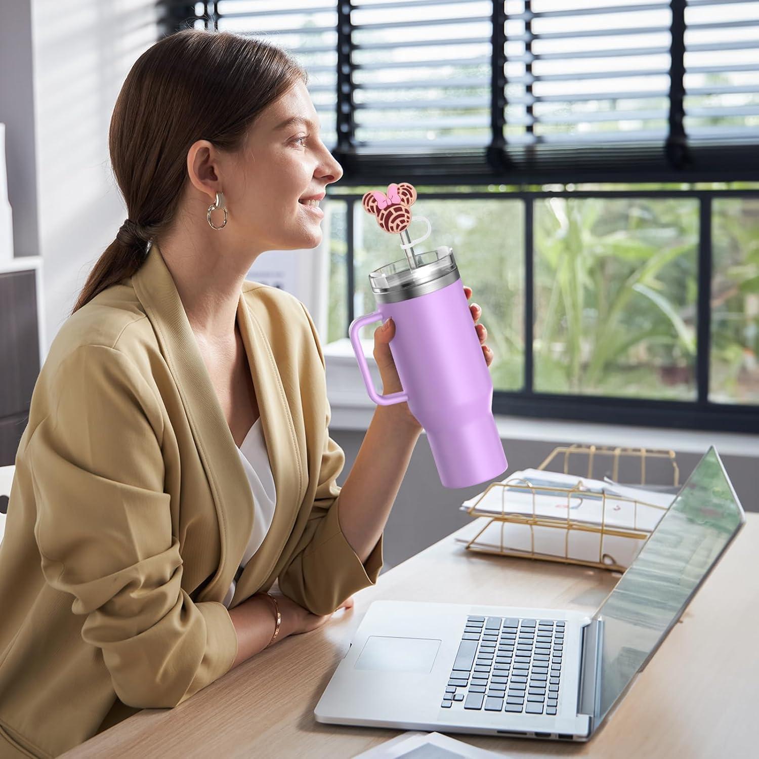 Cubiertas de Popote Yomanta 6pcs Silicona Ratones Rosados