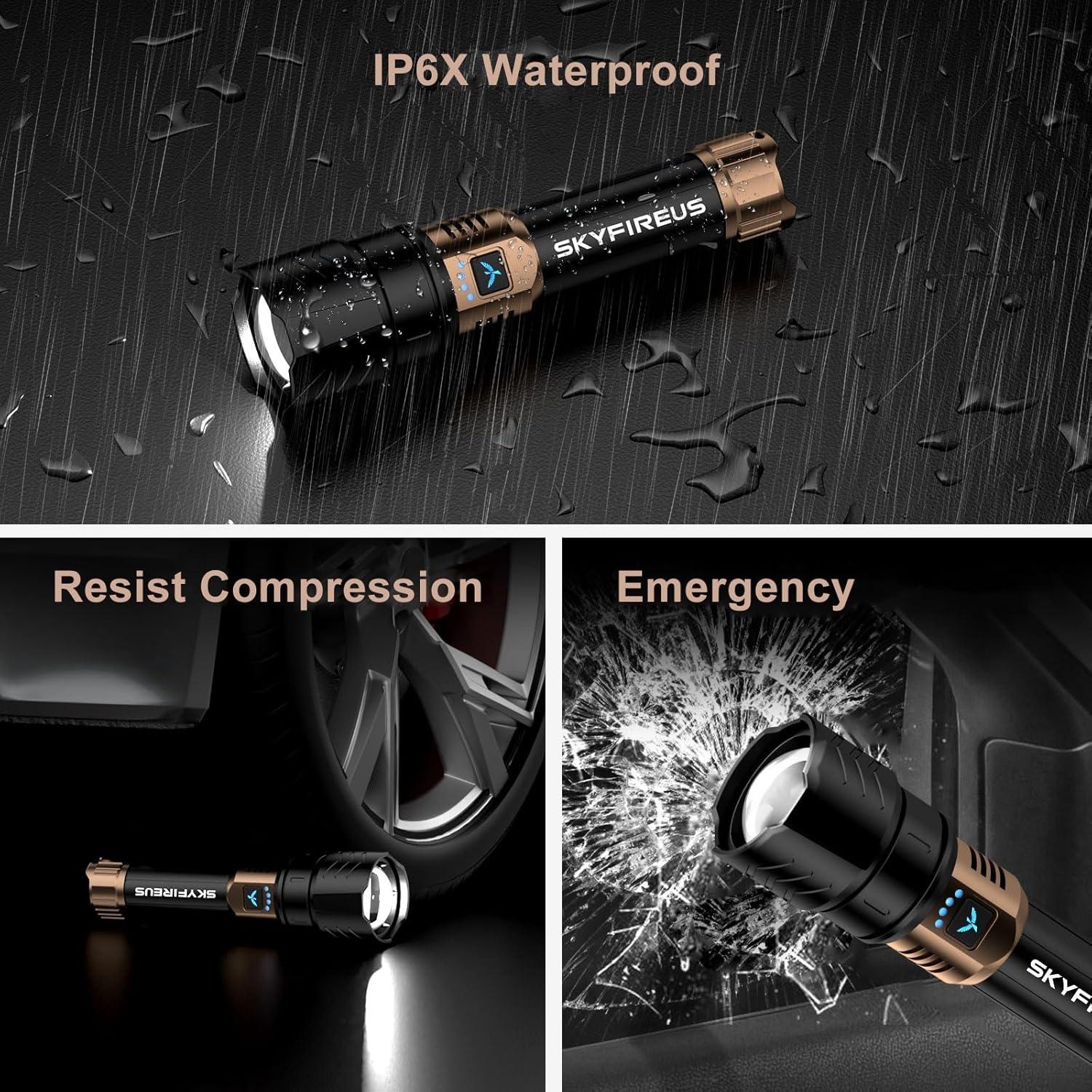 Linterna LED Recargable SKYFIRE 1500000lm Impermeable