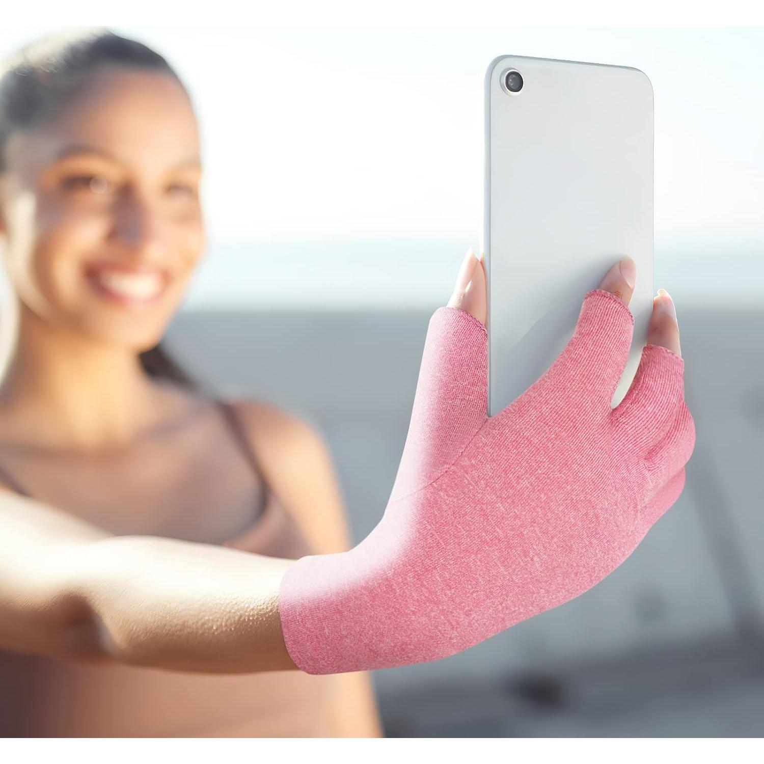 Guantes de Artritis Duerer Unisex Rosa Compresión Sin Dedos