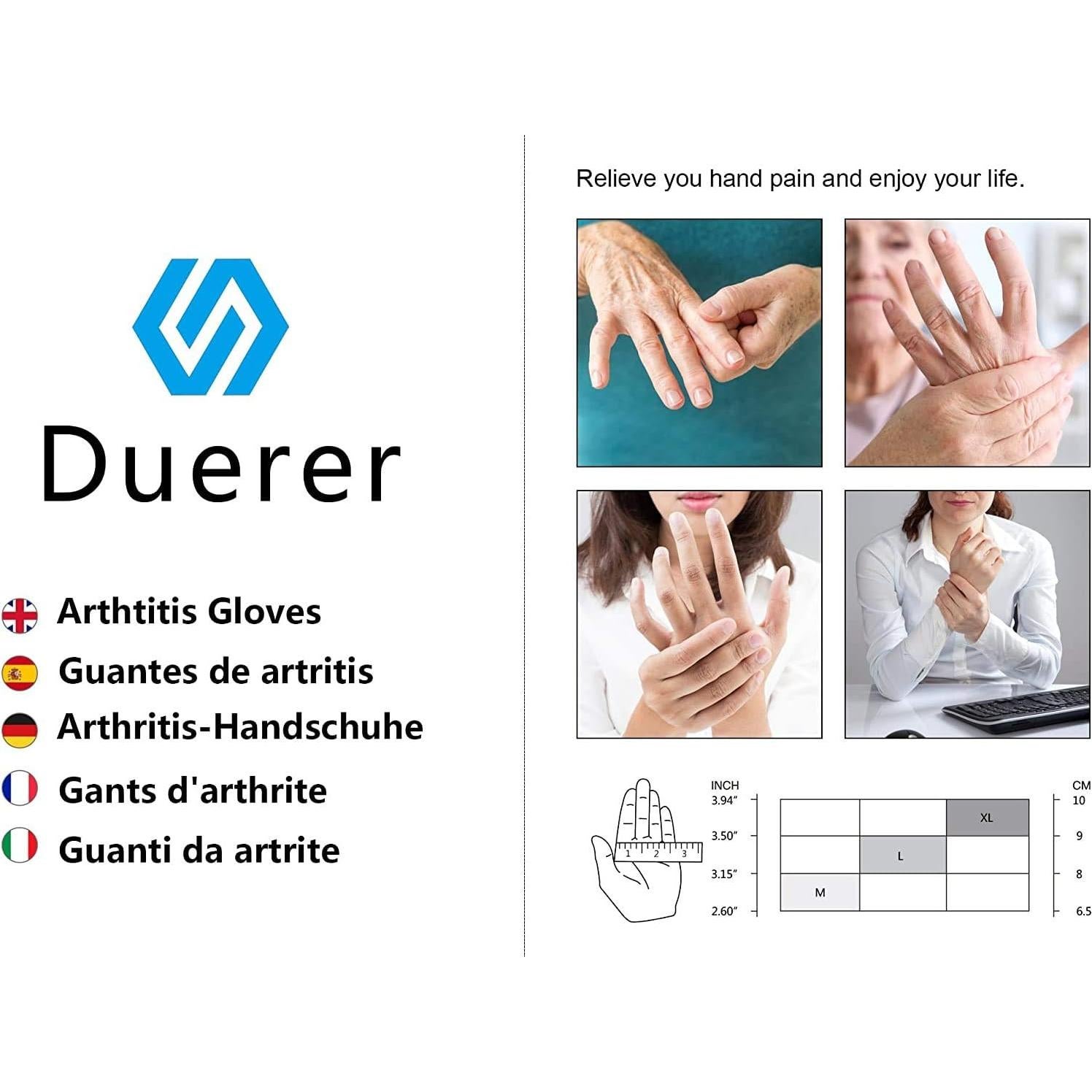 Guantes de Artritis Duerer Medianos Púrpura Compresión