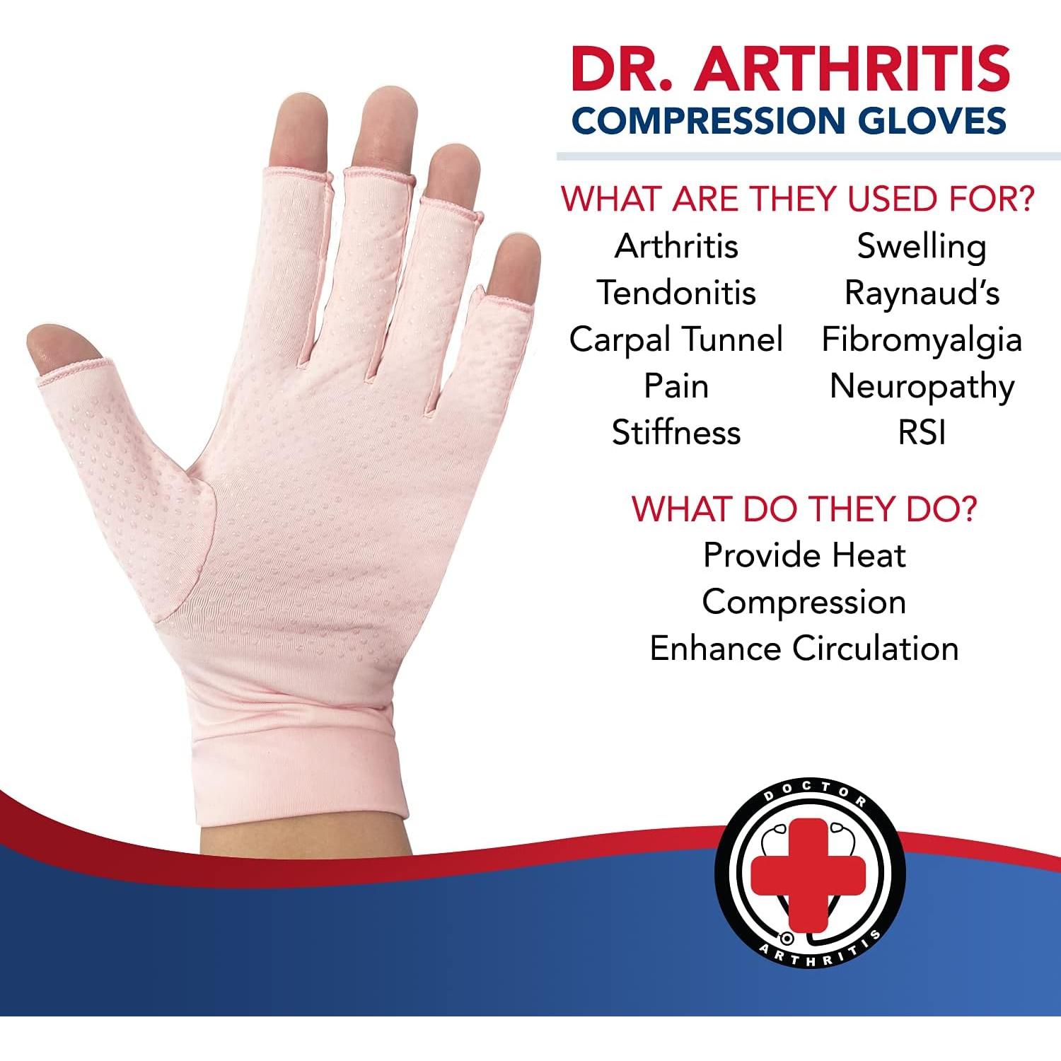 Guantes de Compresión de Cobre Dr. Arthritis Rosa Dedo Abierto