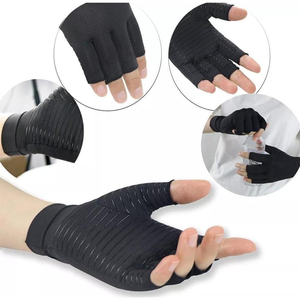 Copper Compression Arthritis Gloves,Arthritis Pain Relief Gloves,Fingerless Arthritis Carpal Tunnel Pain Relief Gloves,Hand Support Wrist Brace for Rheumatoid,Tendonitis,Swelling,Crocheting,Typing