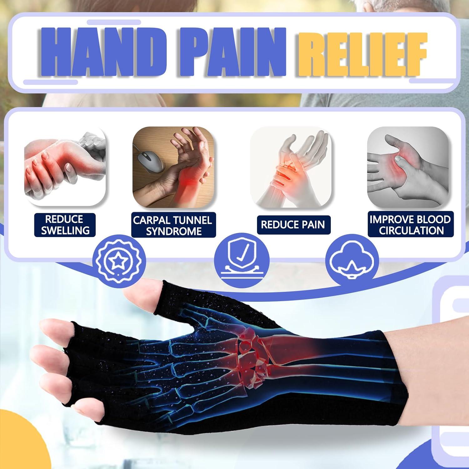 Guantes de Compresión para Artritis DRNAIETY - Sin Dedos, Negro, S