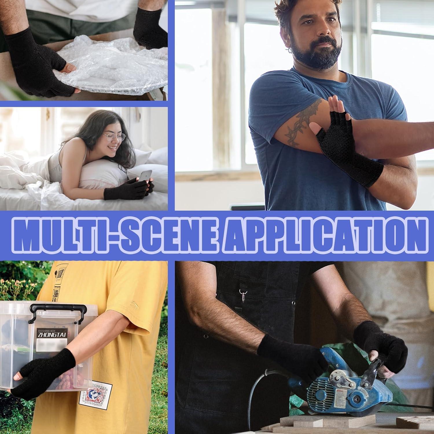 Guantes de Compresión para Artritis DRNAIETY - Sin Dedos, Negro, S