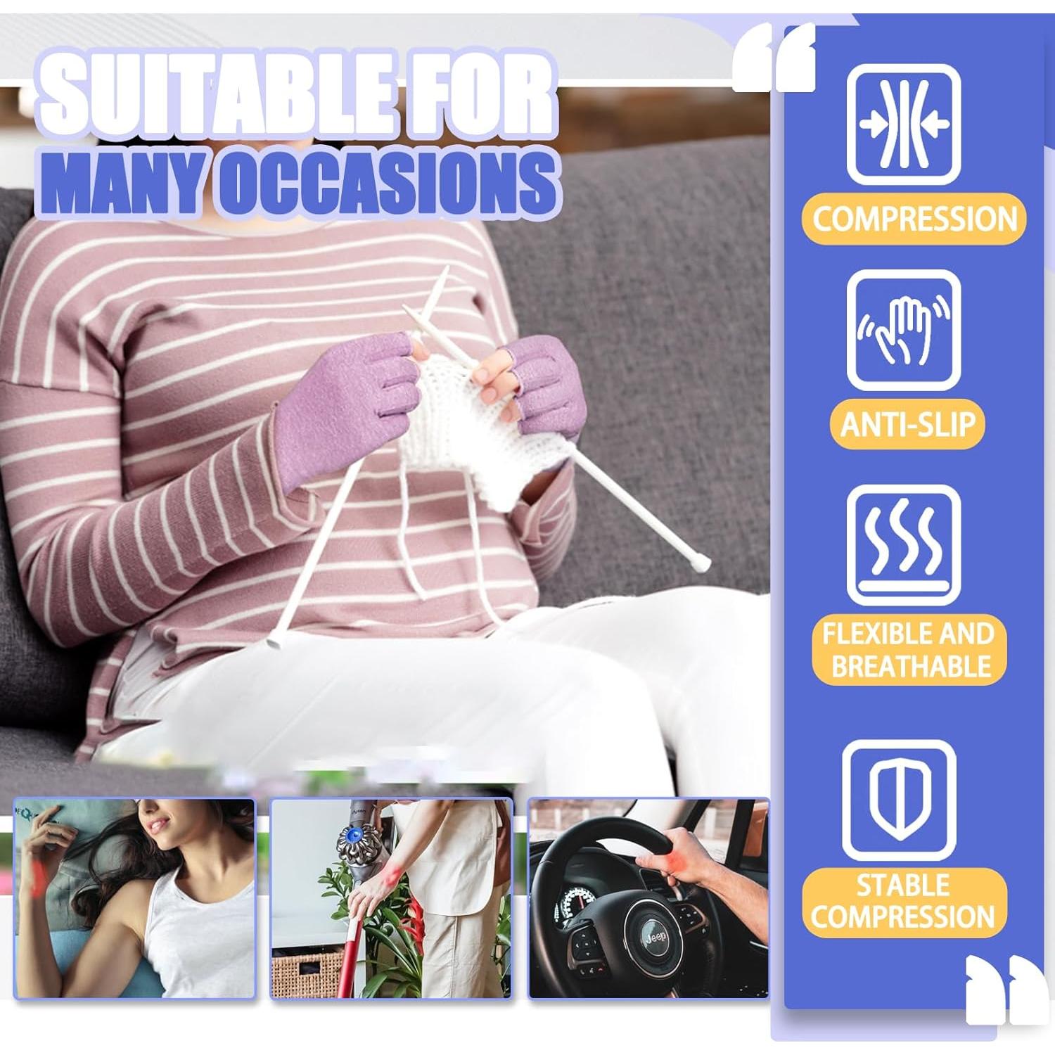 Guantes de Compresión DRNAIETY para Artritis Sin Dedos S/M