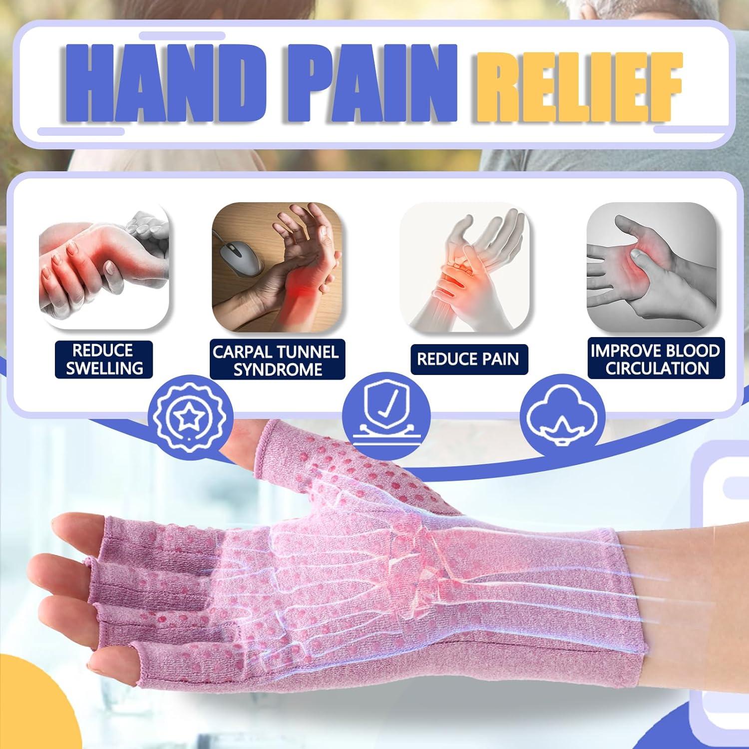 Guantes de Compresión DRNAIETY para Artritis Sin Dedos L Púrpura