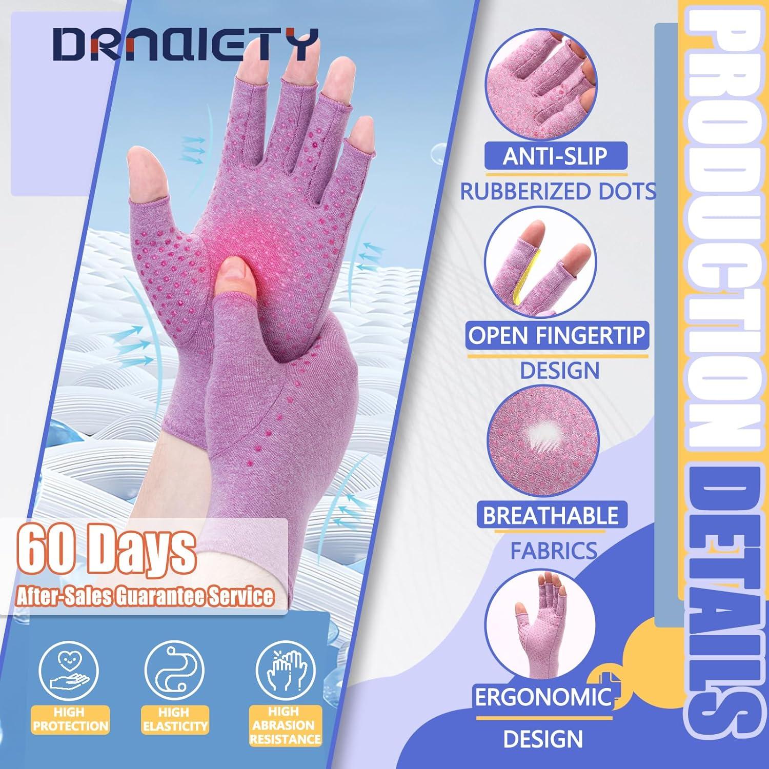 Guantes de Compresión DRNAIETY para Artritis Sin Dedos L Púrpura