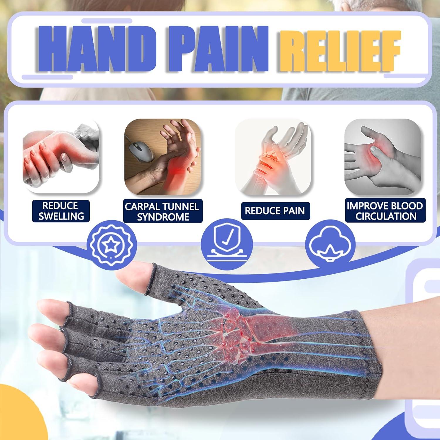 Guantes de Compresión para Artritis DRNAIETY - Sin Dedos XL Gris