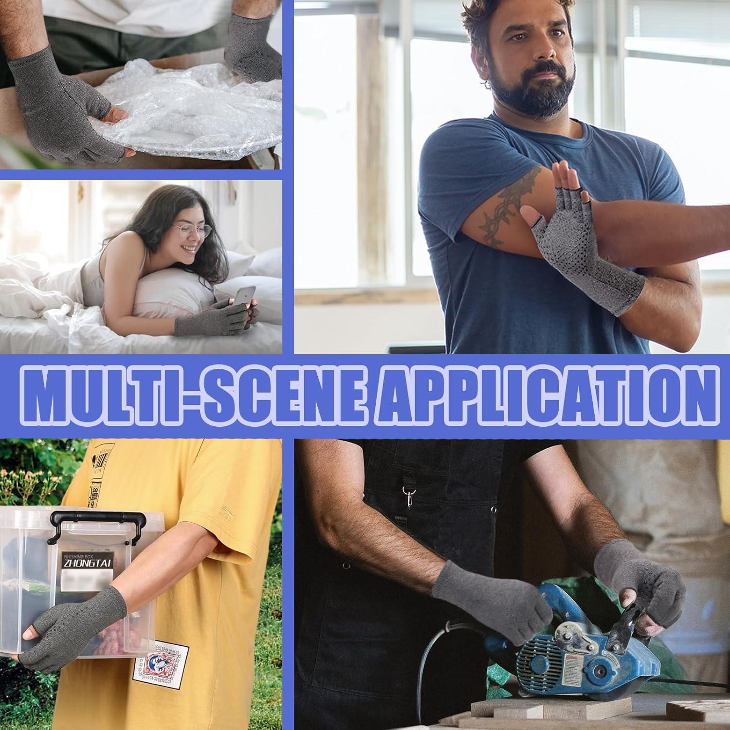 Guantes de Compresión para Artritis DRNAIETY - Sin Dedos XL Gris