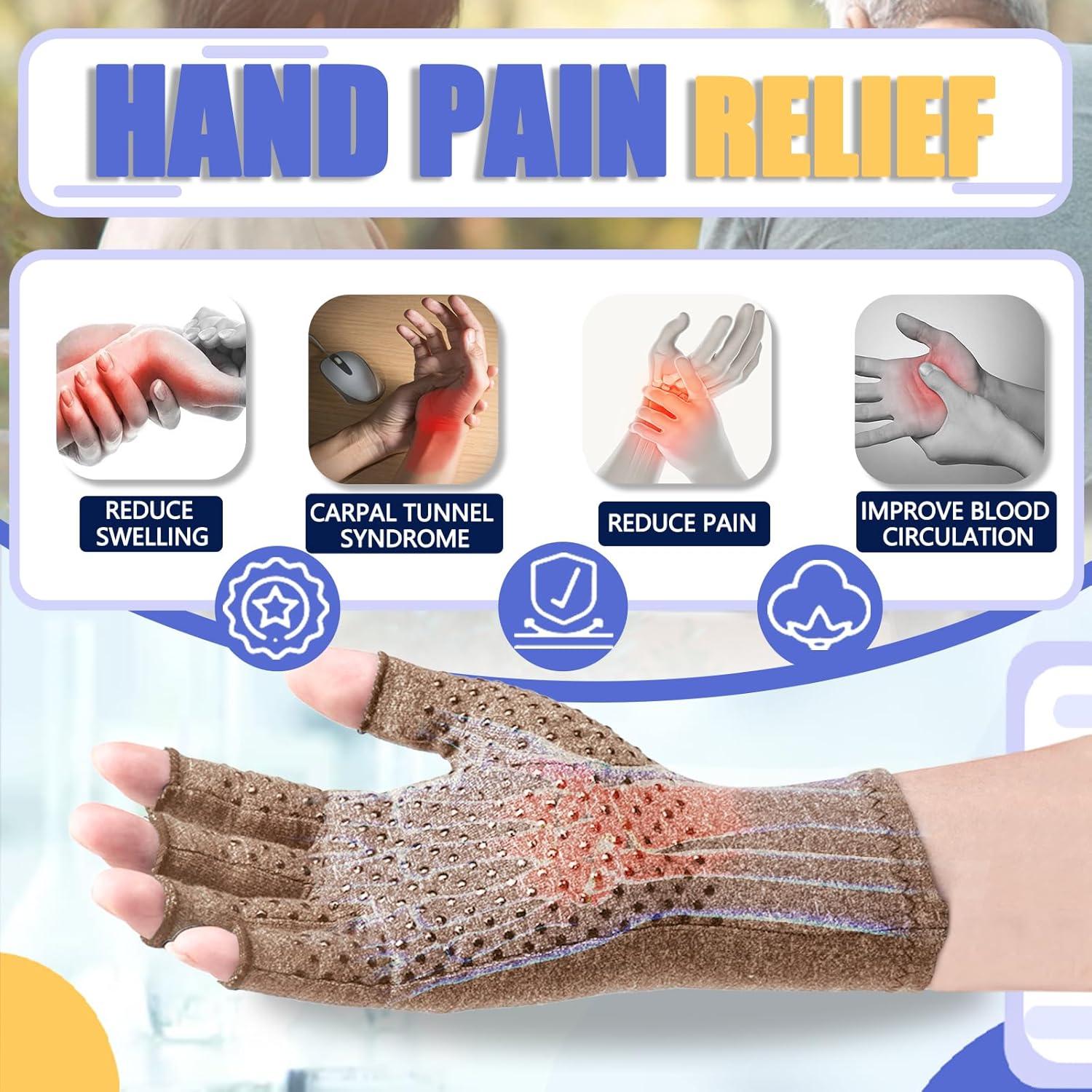 Guantes de Compresión DRNAIETY para Artritis Sin Dedos Caqui