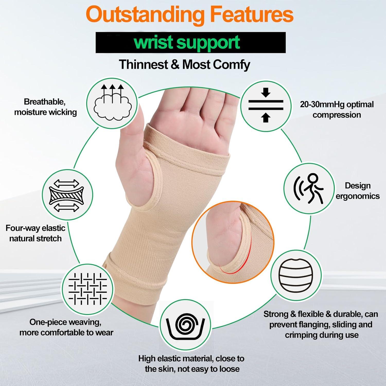 Guantes de Compresión MGANG para Muñeca Unisex Beige L