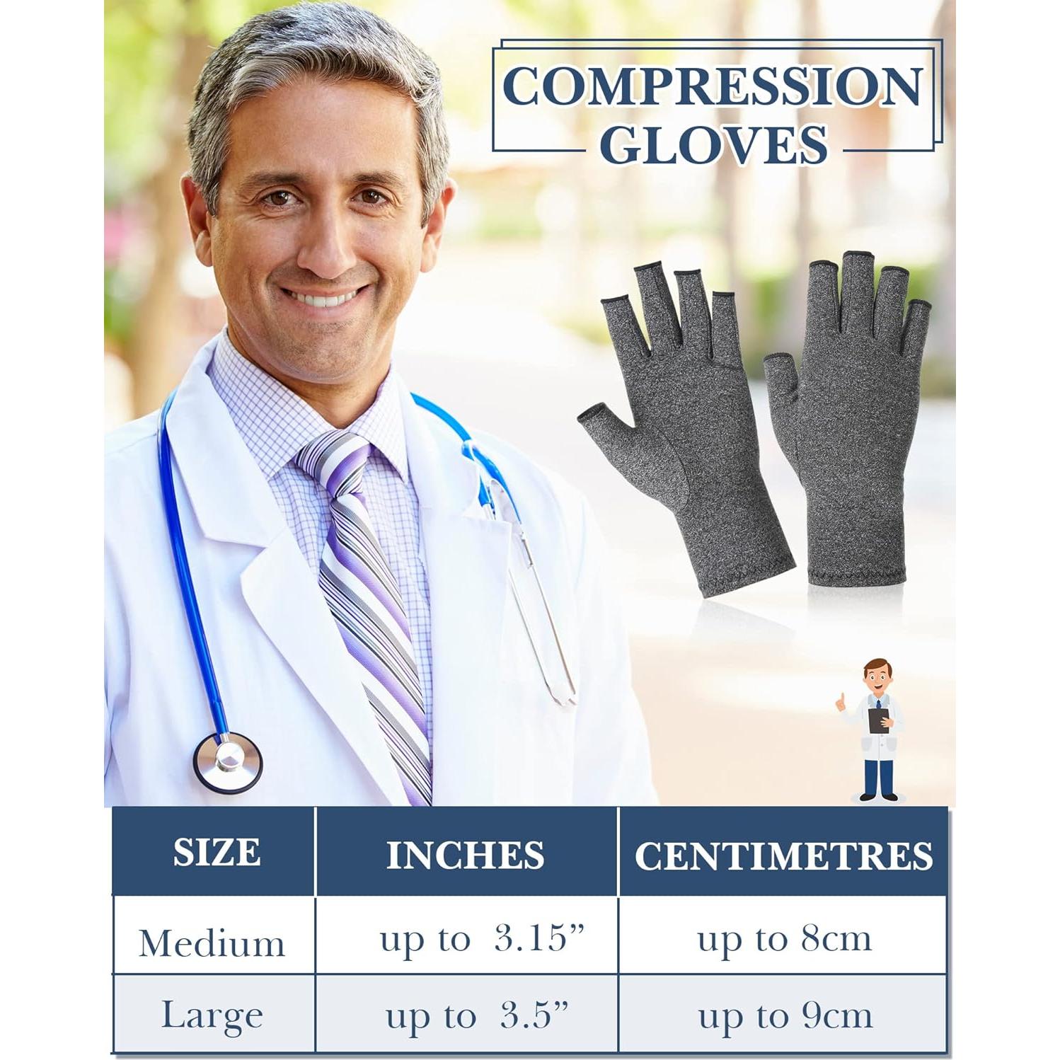 Guantes de Compresión SATINIOR para Artritis Sin Dedos 5 Pares