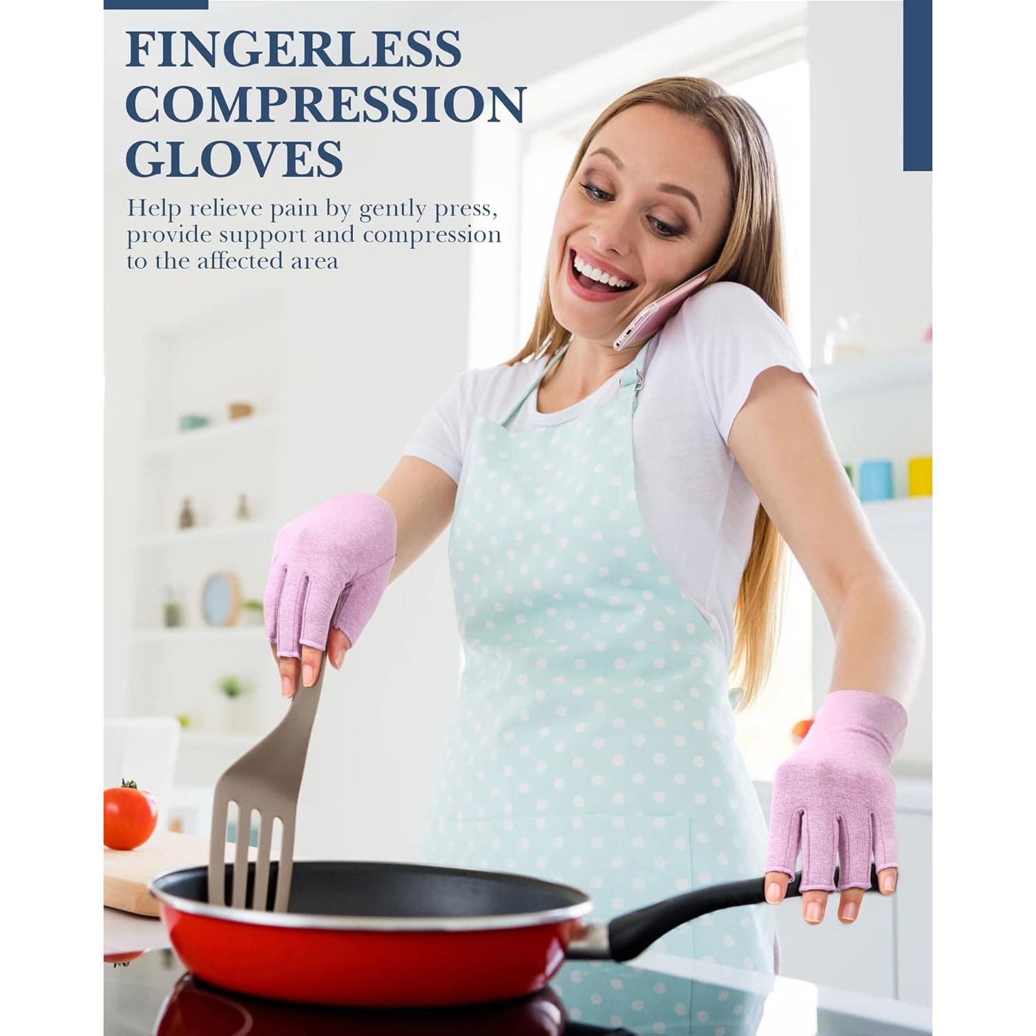 Guantes de Compresión SATINIOR para Artritis Sin Dedos - 5 Pares