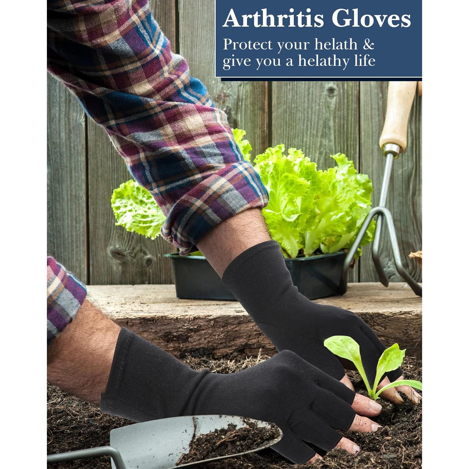 Guantes de Compresión SATINIOR para Artritis Sin Dedos - 5 Pares