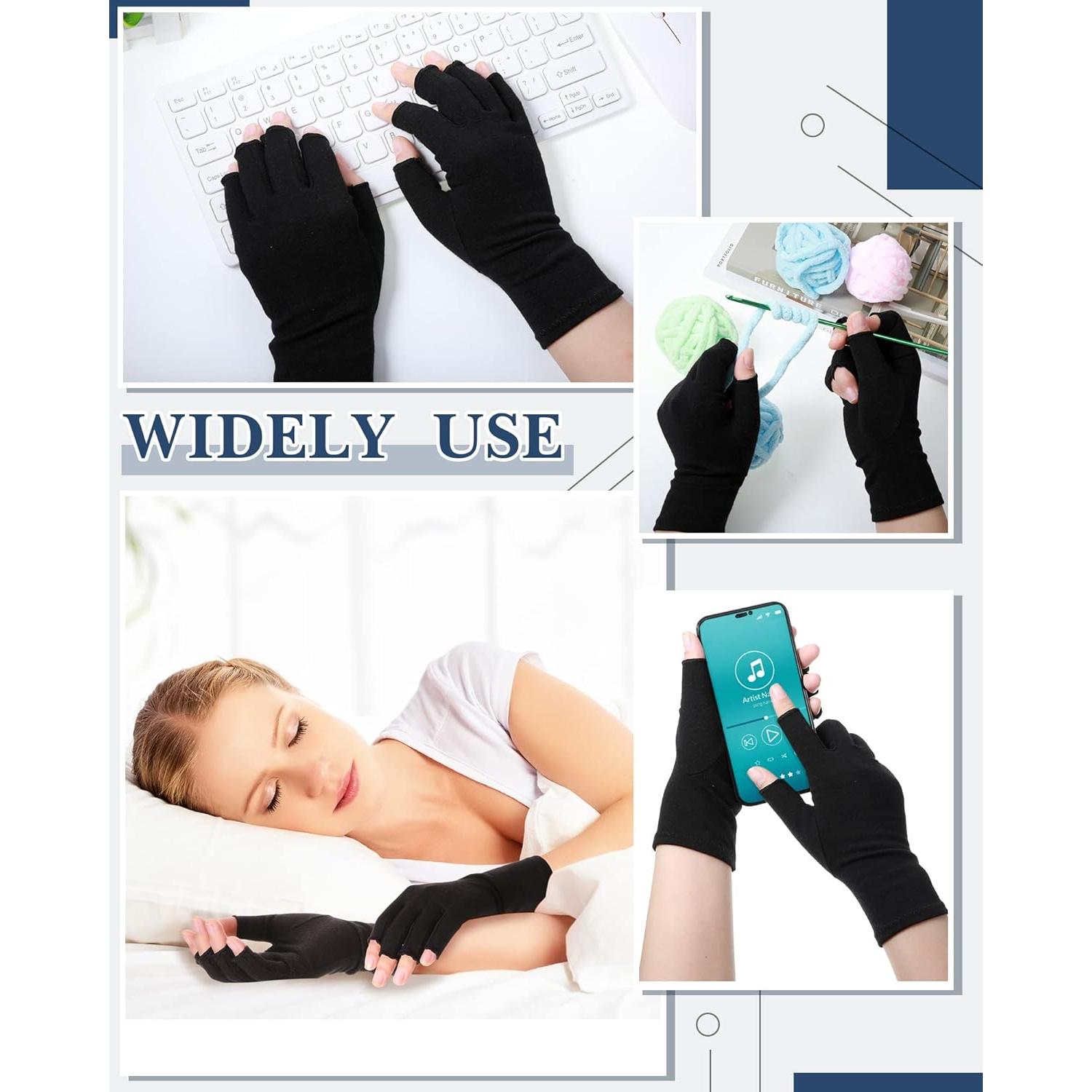 Guantes de Compresión SATINIOR para Artritis Sin Dedos - 5 Pares