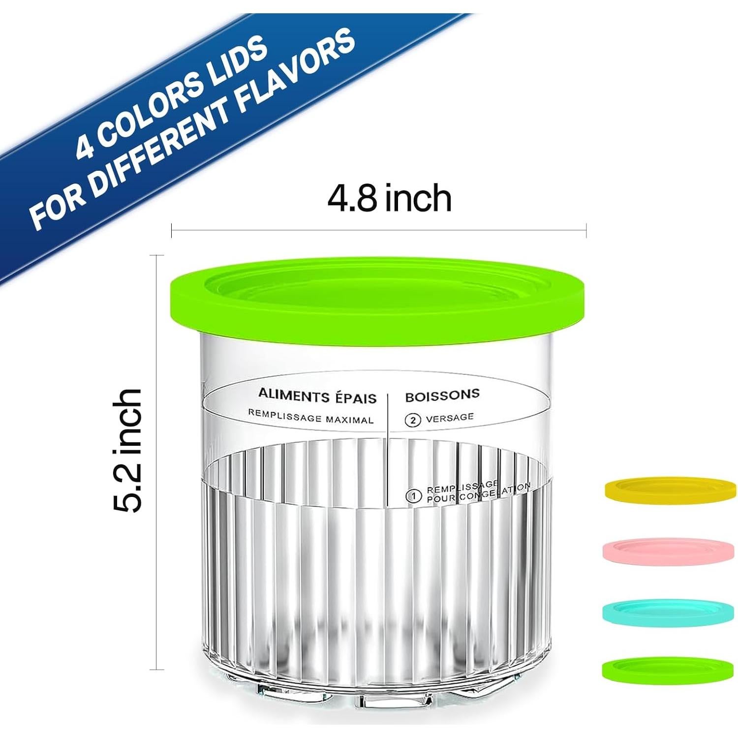 Recipientes Ninja Creami Deluxe 24oz Paquete de 4 Colores