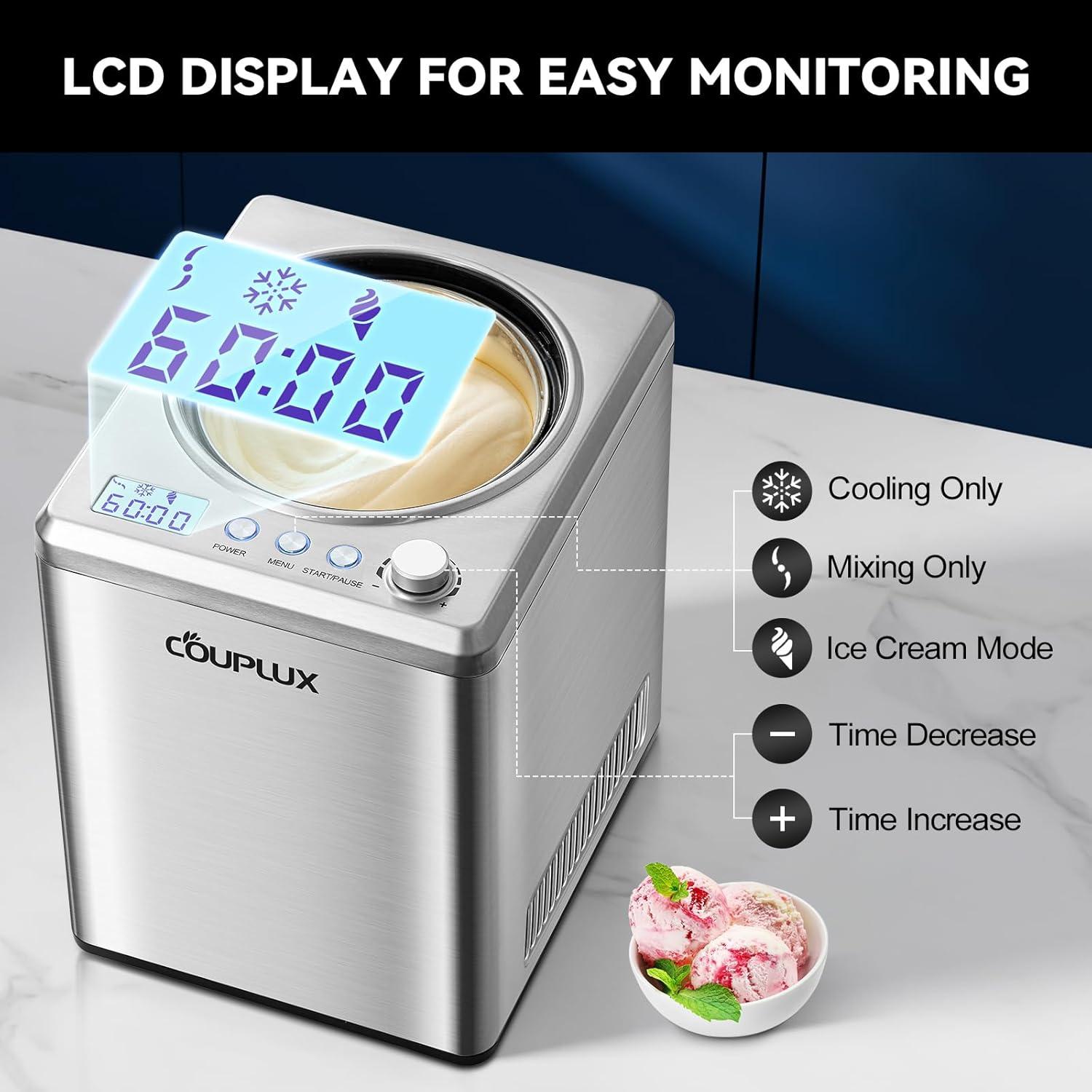 Máquina de Helados COUPLUX 2.5L con Compresor y Pantalla LCD