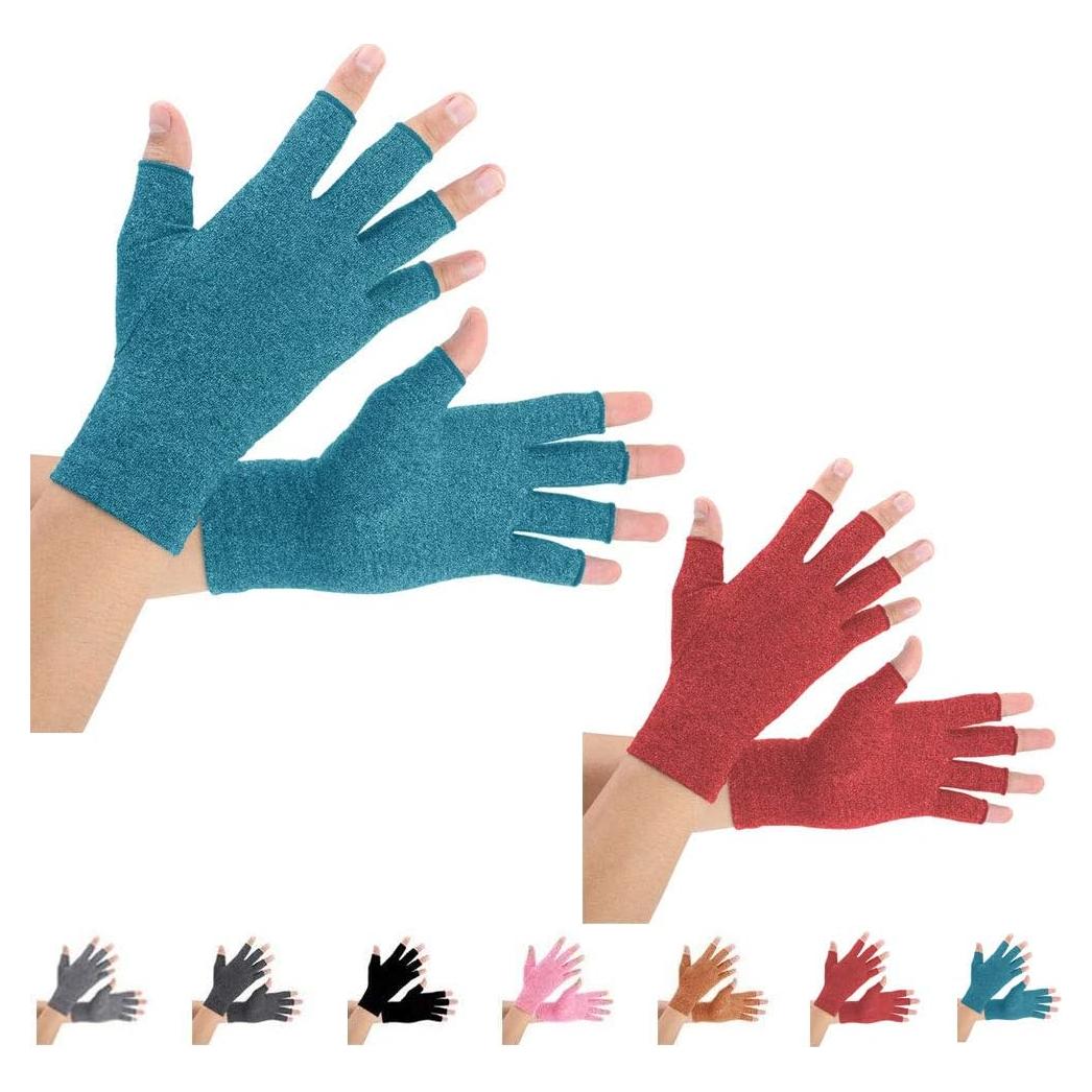 Guantes de Artritis Brace Master 2 Pares Compresión Azul/Rojo