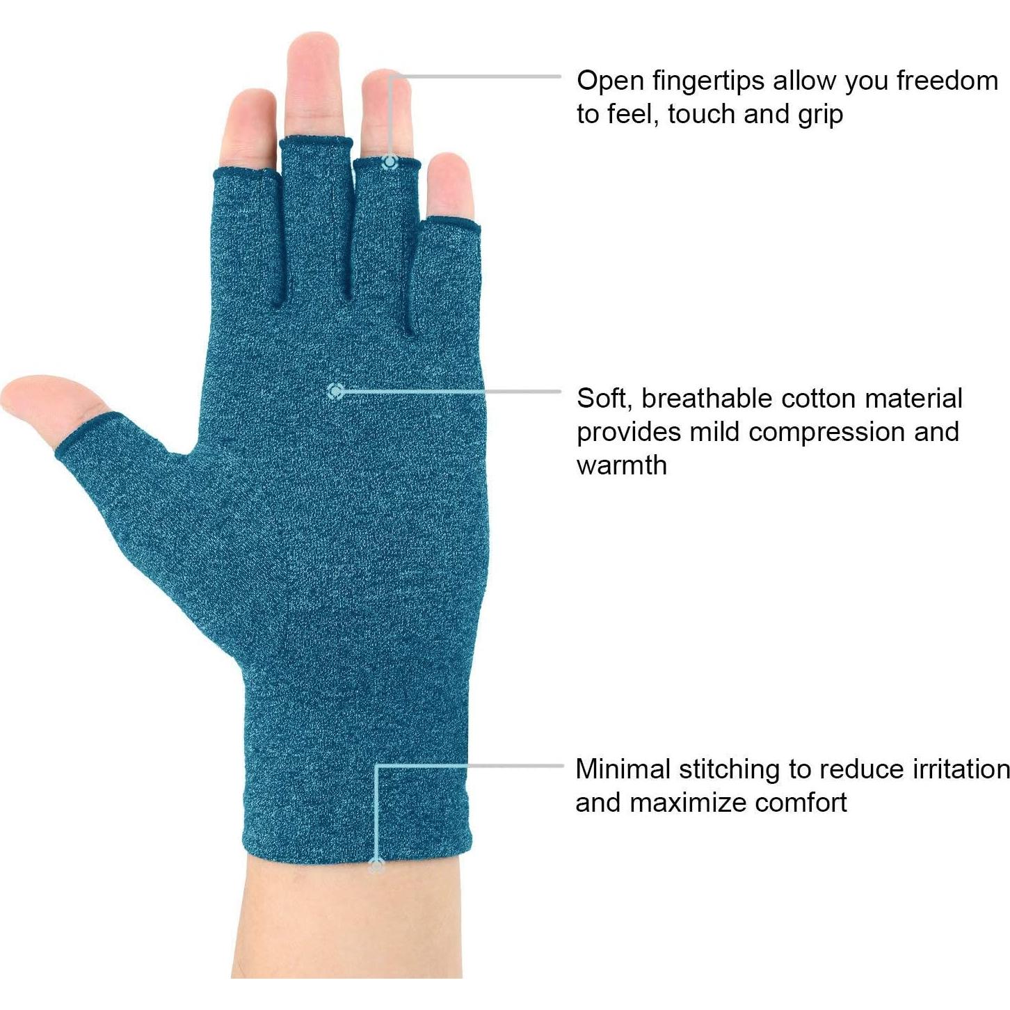 Guantes de Artritis Brace Master 2 Pares Compresión Azul/Rojo