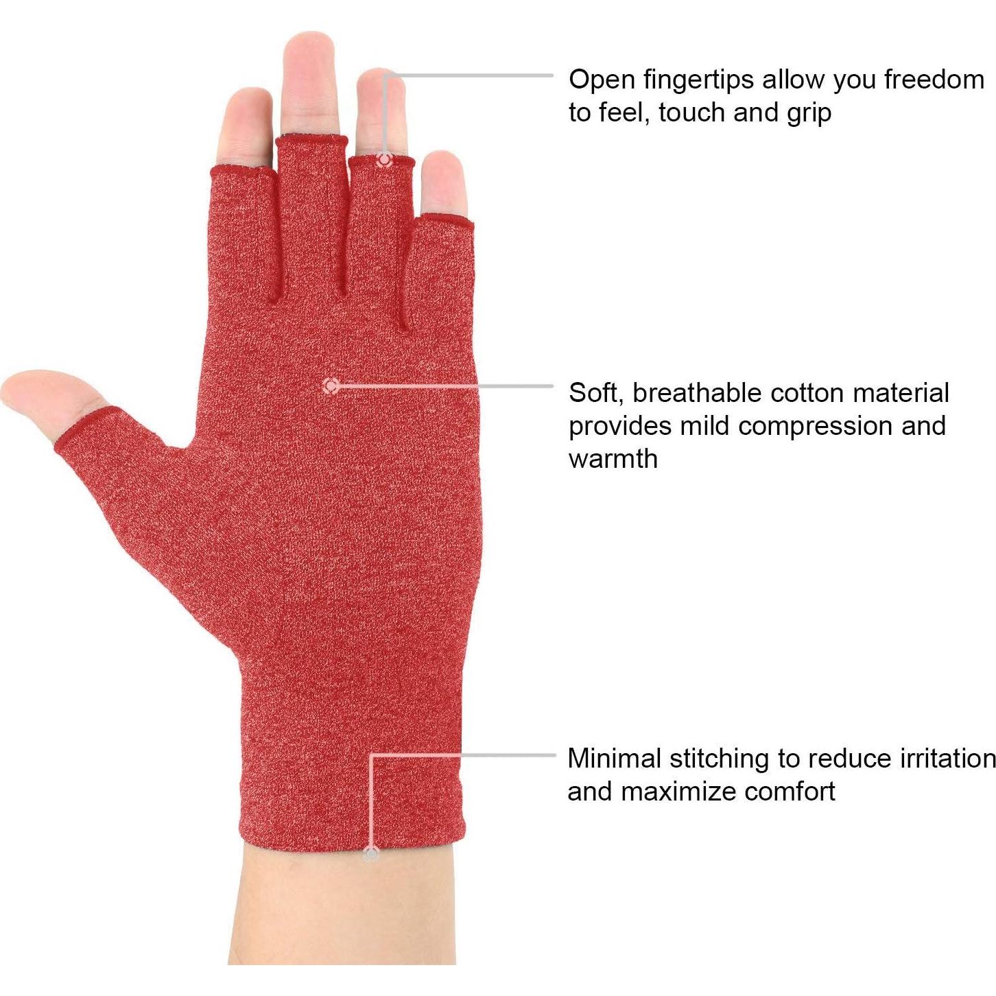 Guantes de Artritis Brace Master 2 Pares Compresión Azul/Rojo