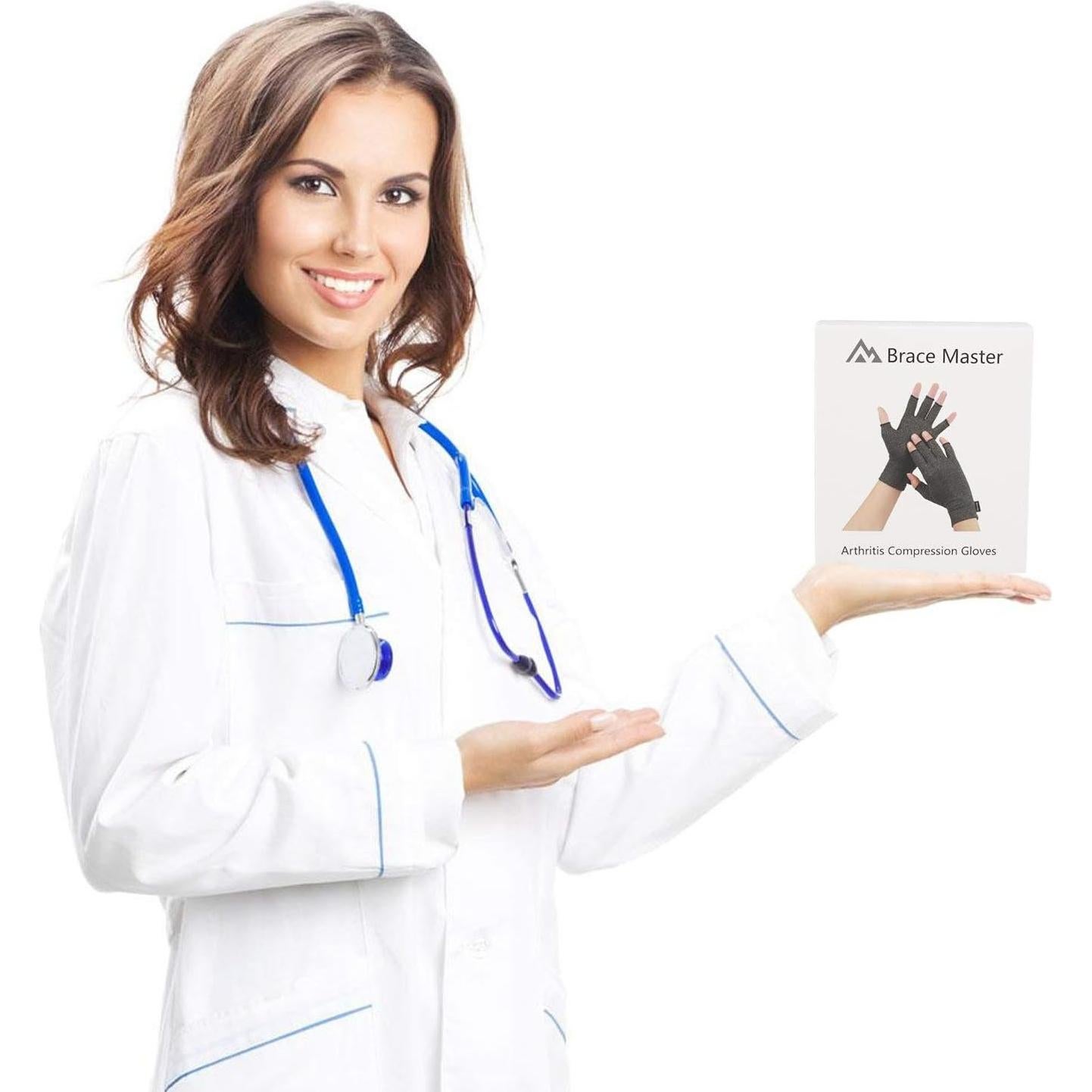 Guantes de Artritis Brace Master 2 Pares Compresión Azul/Rojo