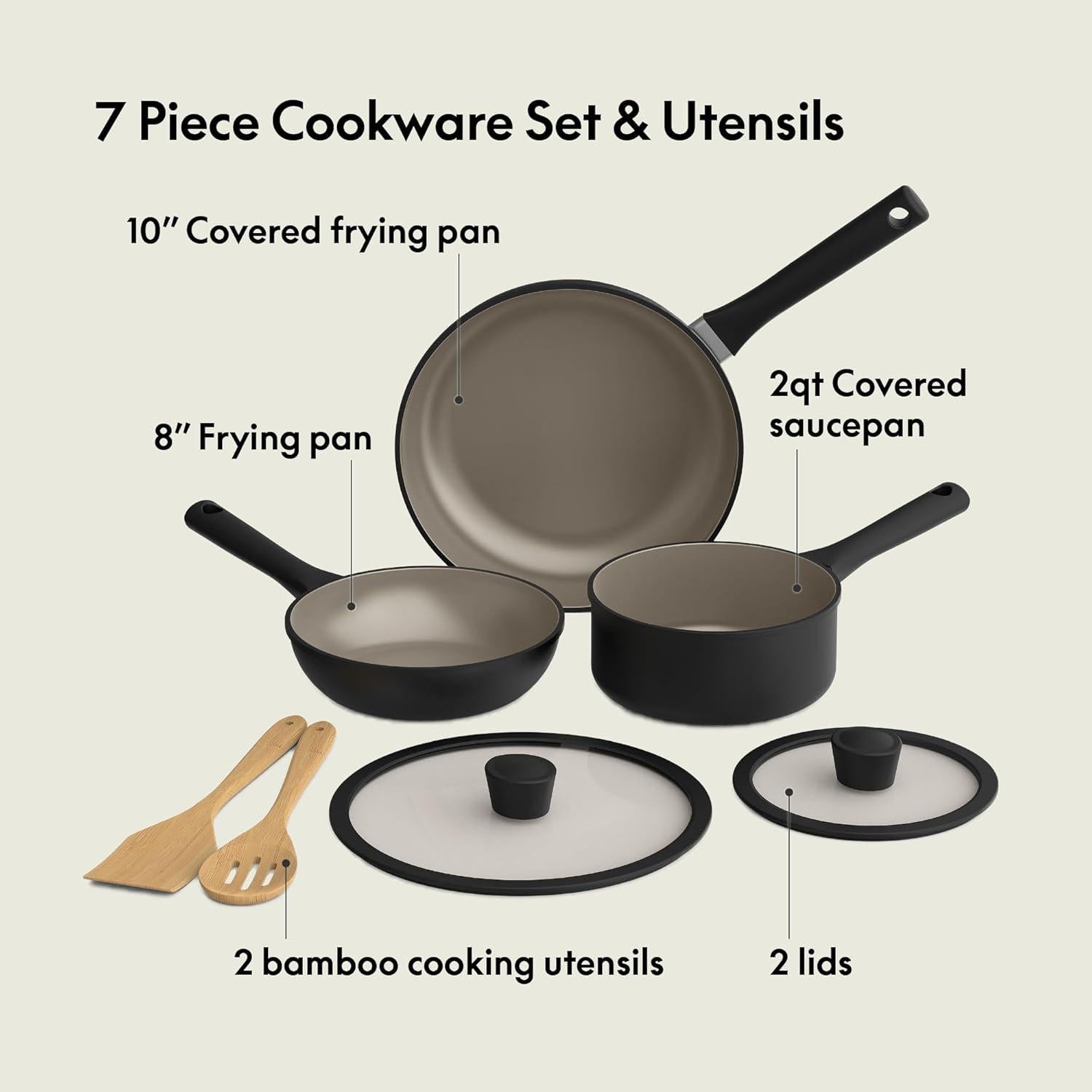 Set de Utensilios de Cocina BELLA 7 Piezas Antiadherente