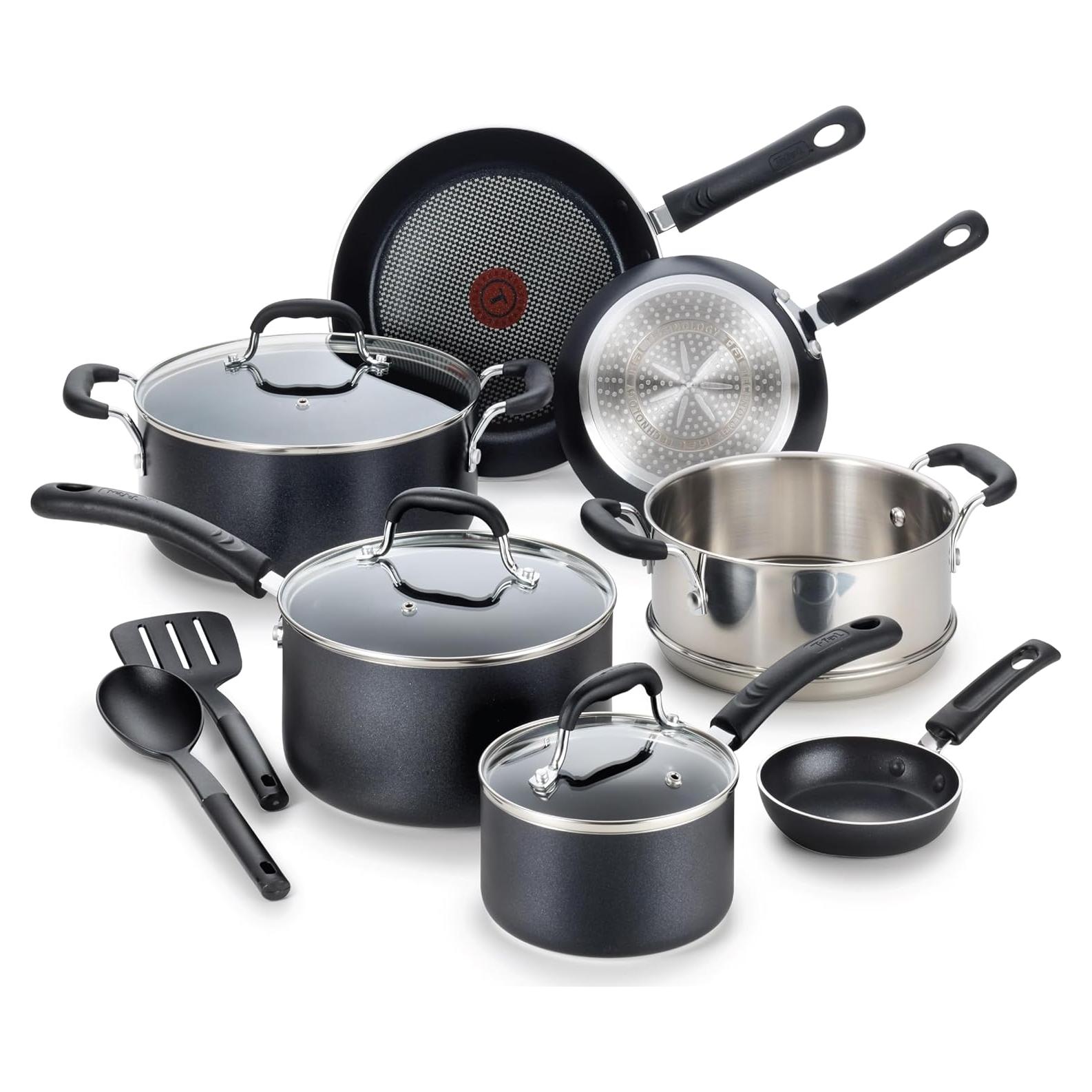 Juego de utensilios de cocina T-fal 12 piezas inducción negro