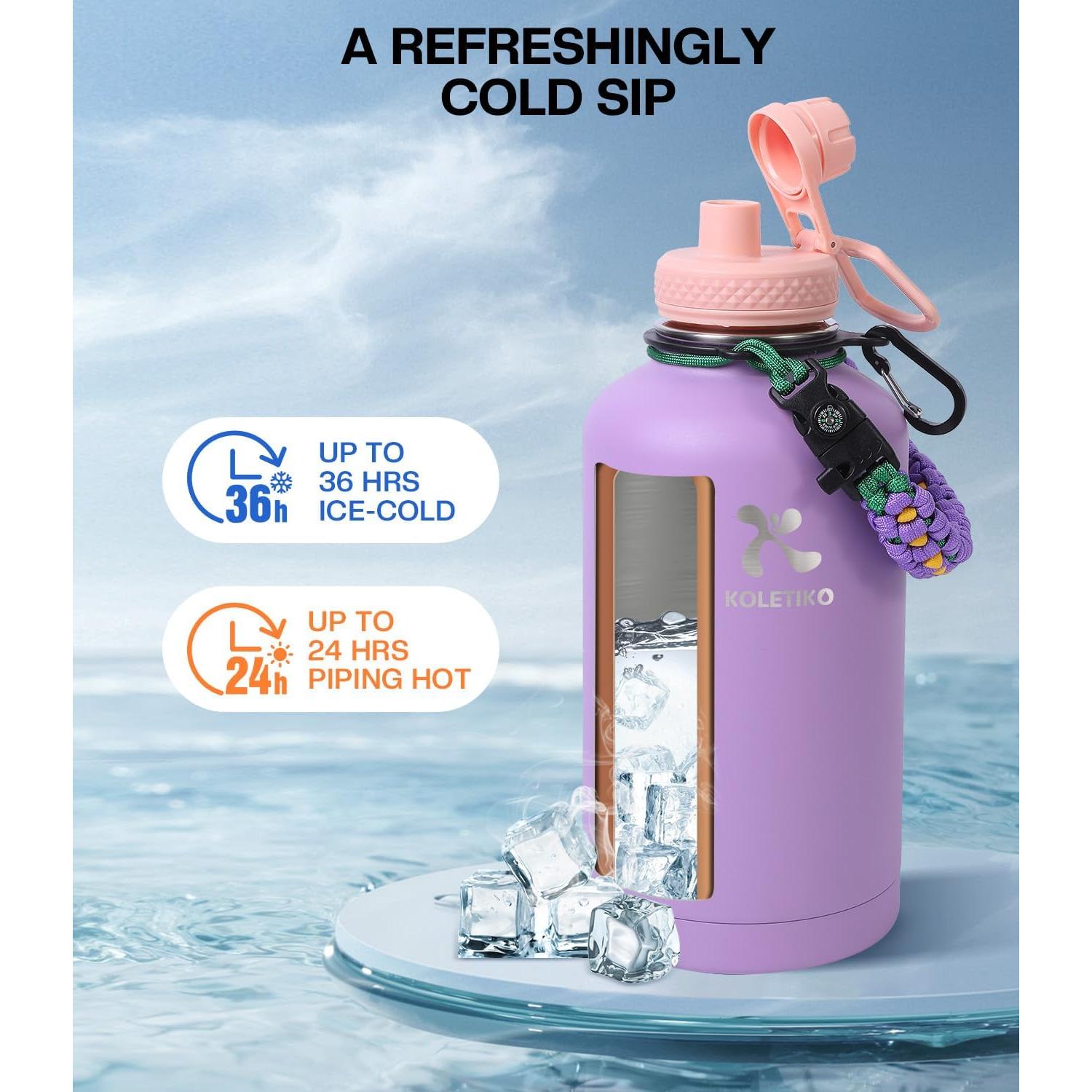 Botella de Agua Aislada KOLETIKO 1.89 L con Pajilla y Mango