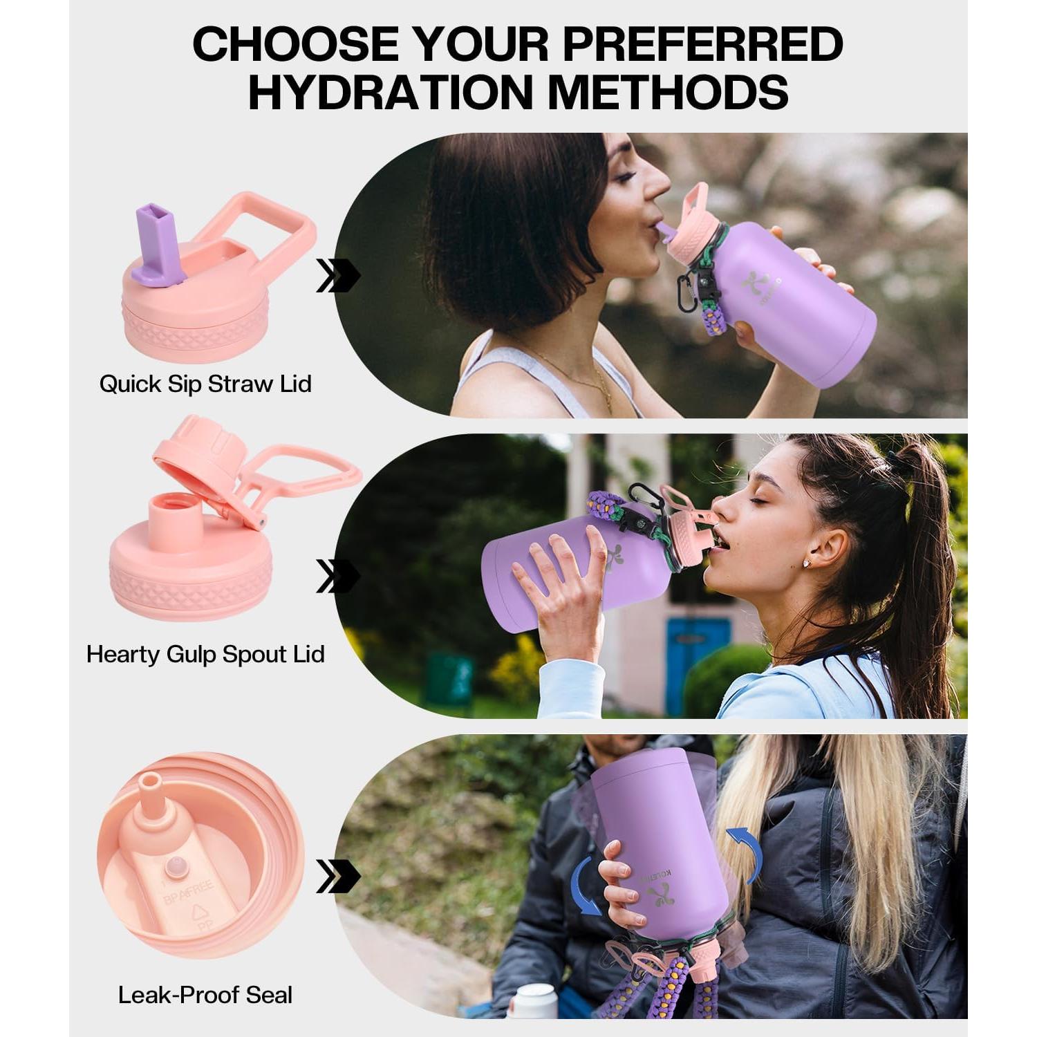 Botella de Agua Aislada KOLETIKO 1.89 L con Pajilla y Mango