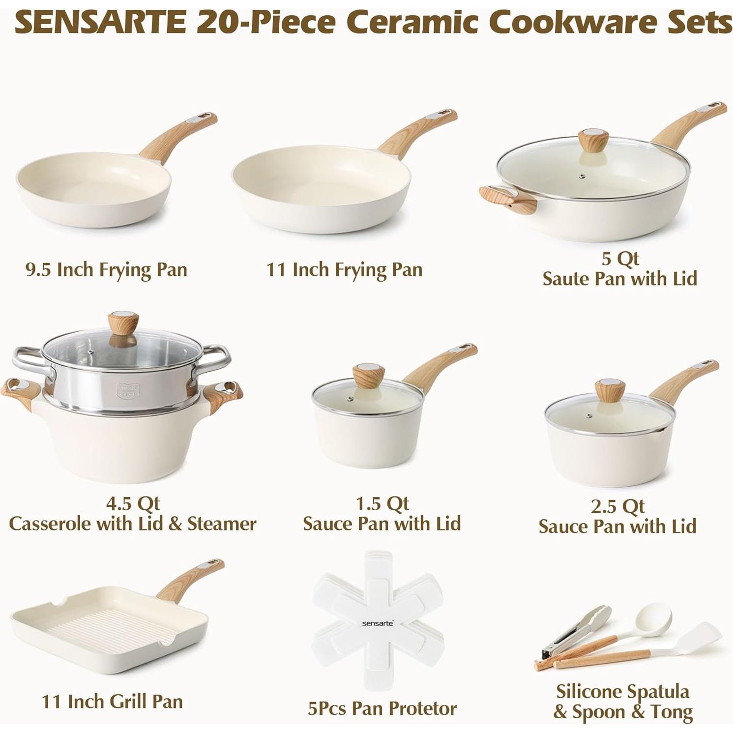 Juego de Utensilios de Cocina SENSARTE 20 Piezas Cerámica