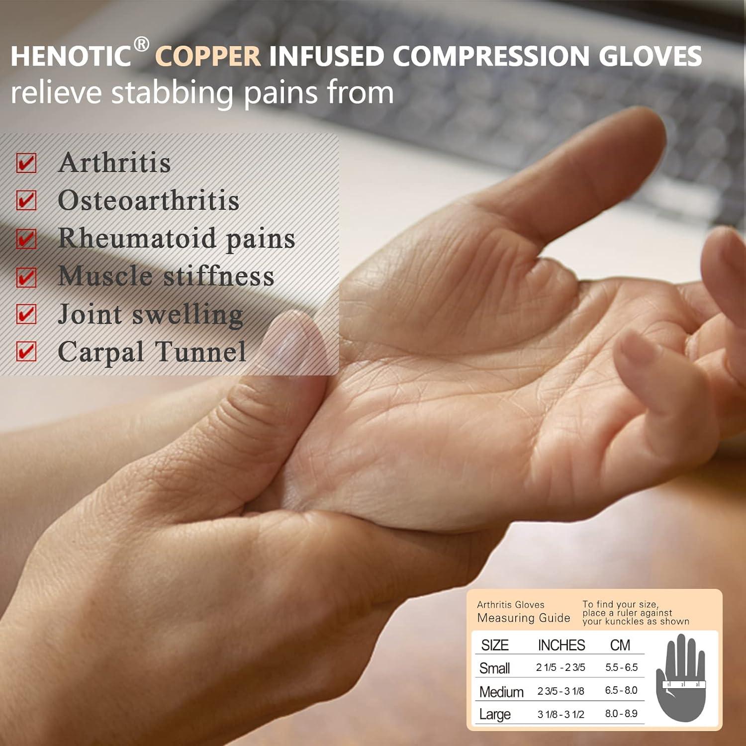 Guantes de Artritis HENOTIC Compresión Cobre Transpirables