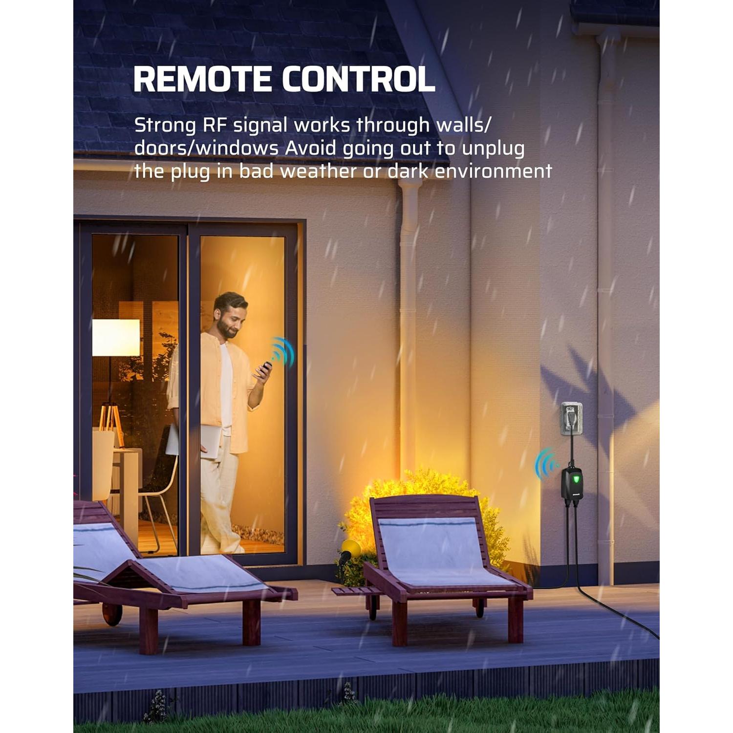 Toma Corriente Inalámbrica Dewenwils 15A Exterior 30m