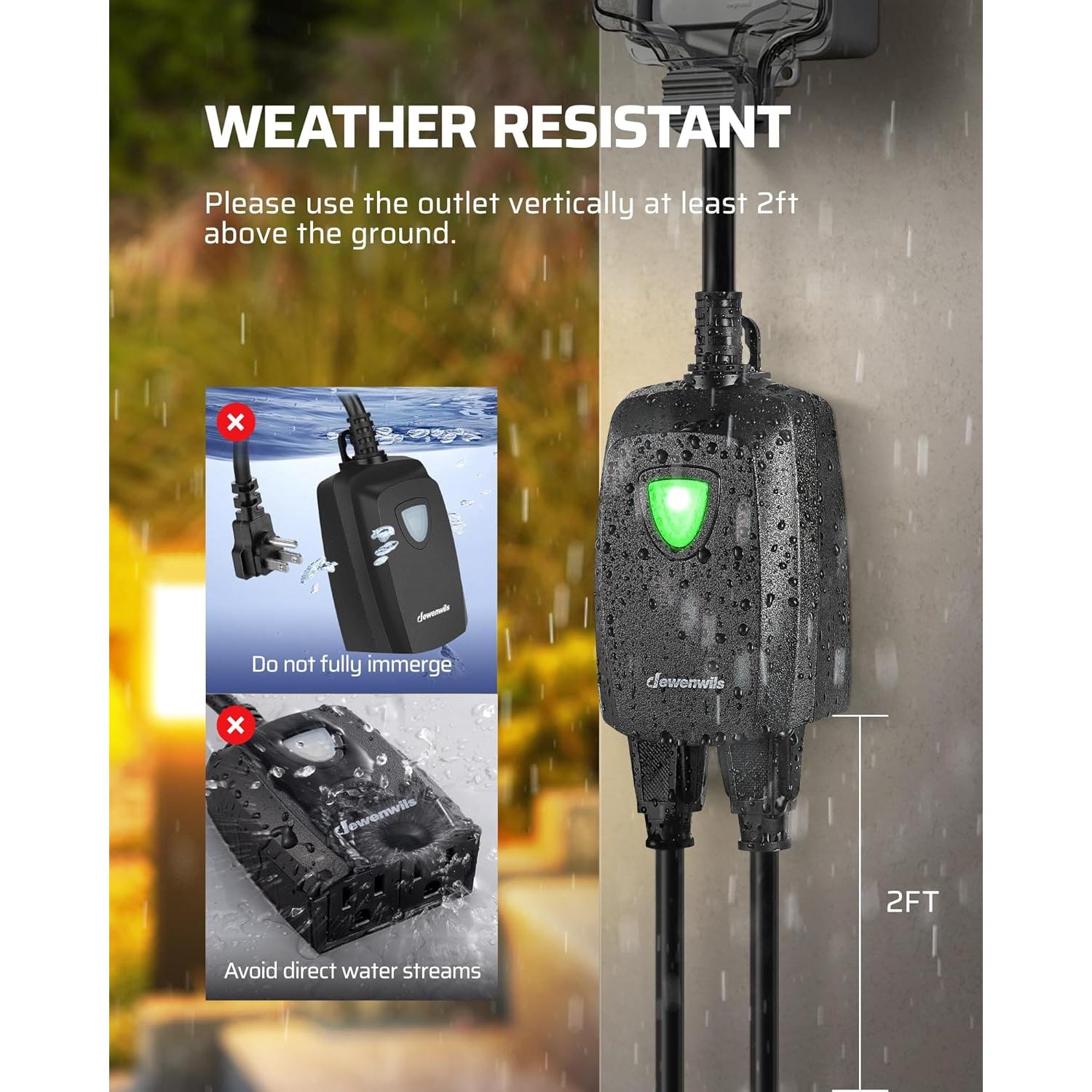Toma Corriente Inalámbrica Dewenwils 15A Exterior 30m