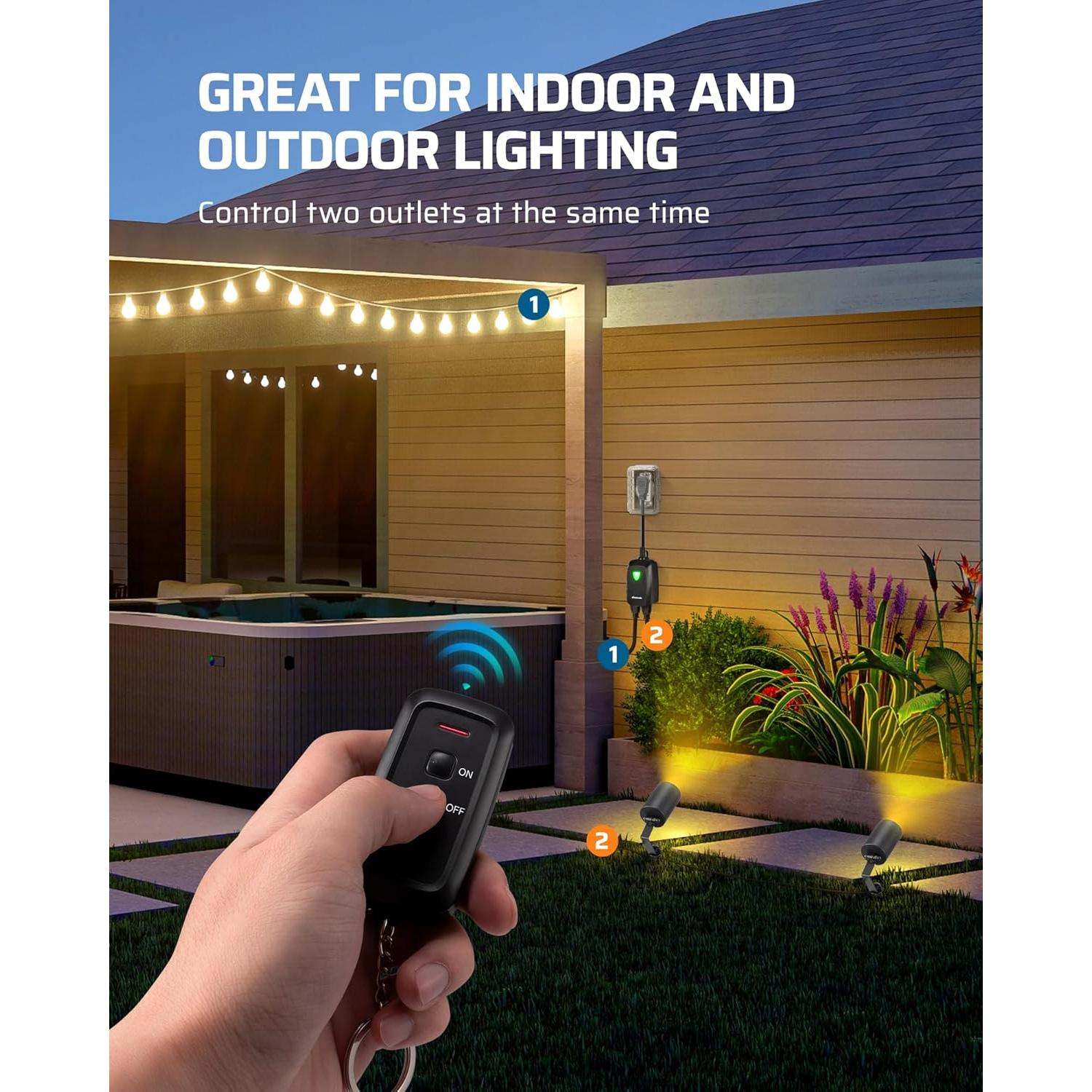 Toma Corriente Inalámbrica Dewenwils 15A Exterior 30m