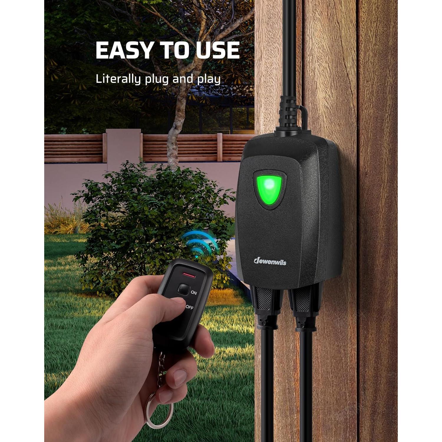 Toma Corriente Inalámbrica Dewenwils 15A Exterior 30m