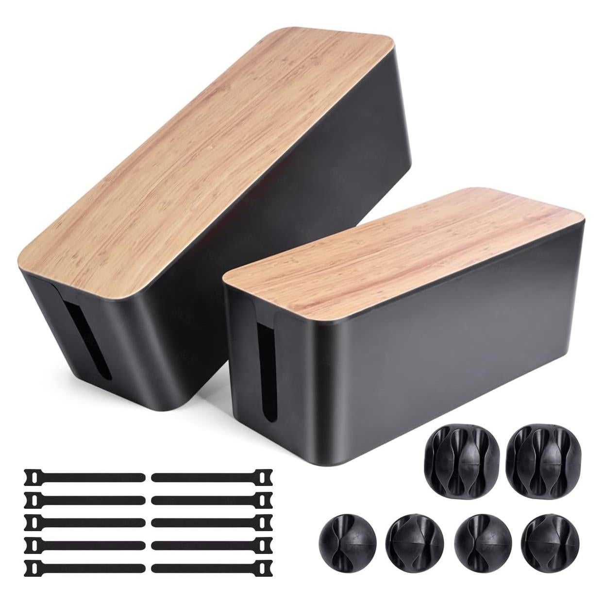 Caja Organizadora de Cables TuweChen Estilo Bambú 2 Piezas