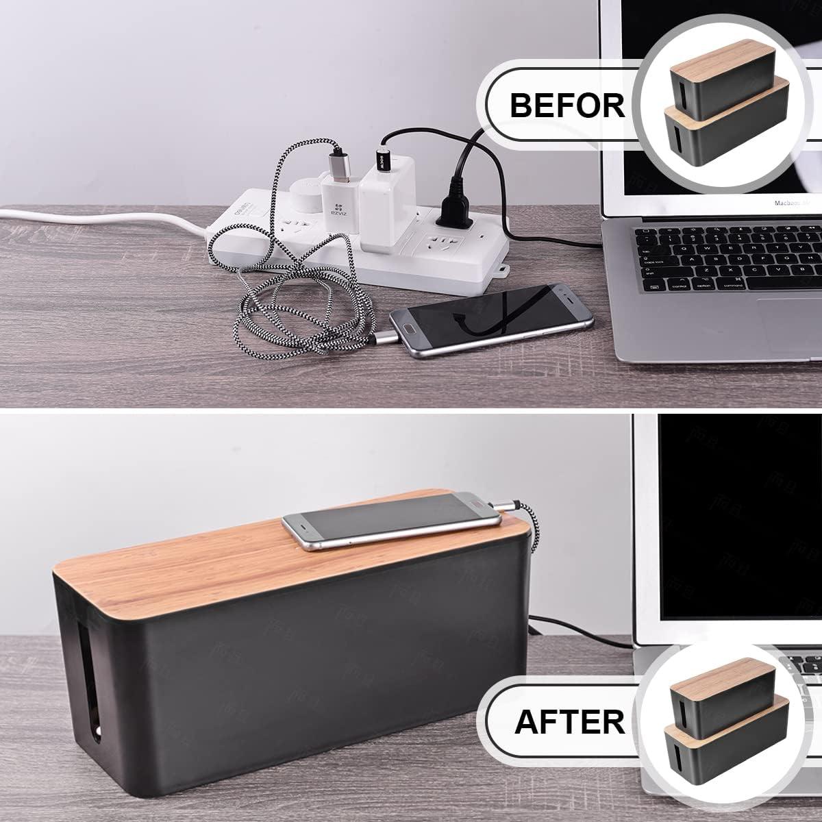 Caja Organizadora de Cables TuweChen Estilo Bambú 2 Piezas