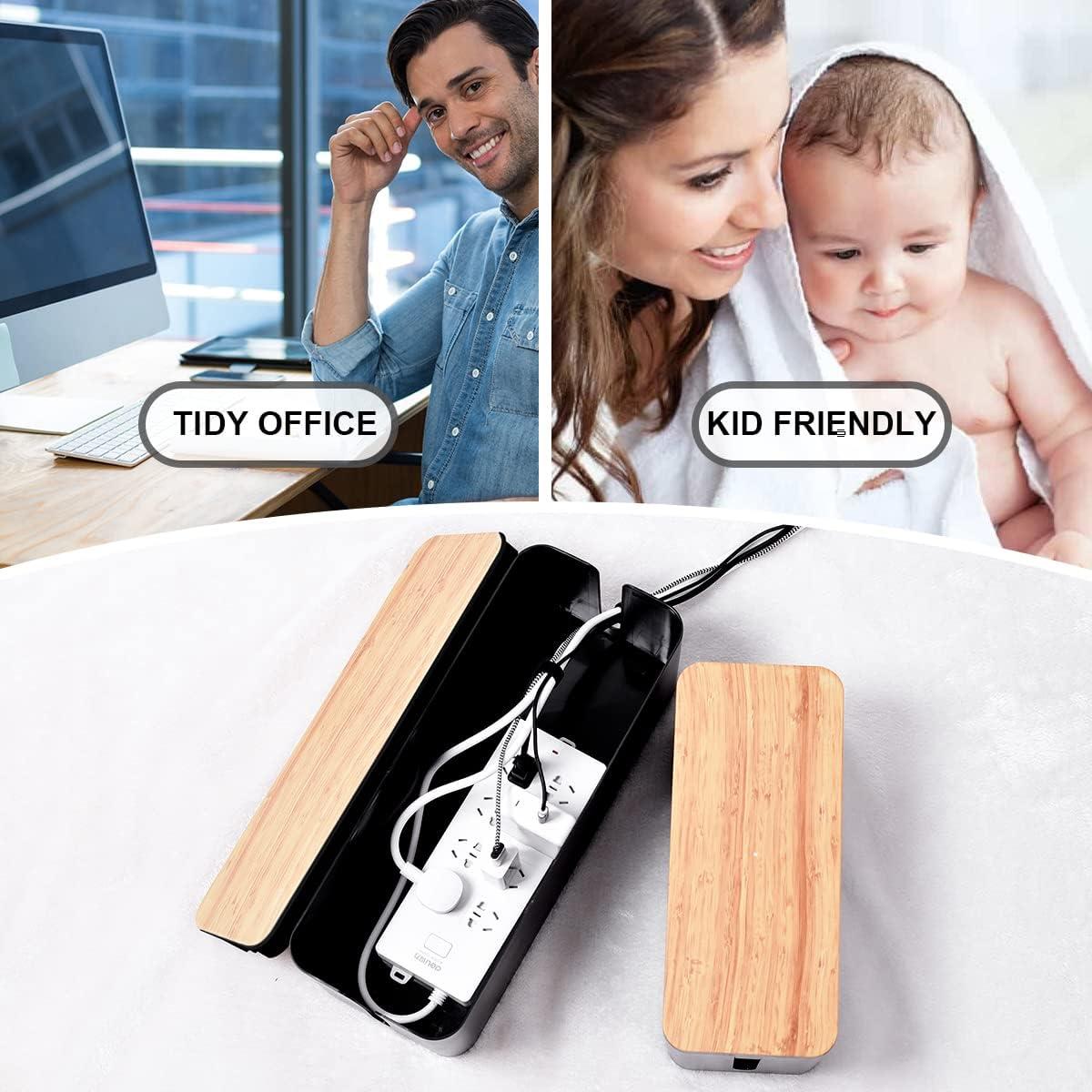 Caja Organizadora de Cables TuweChen Estilo Bambú 2 Piezas