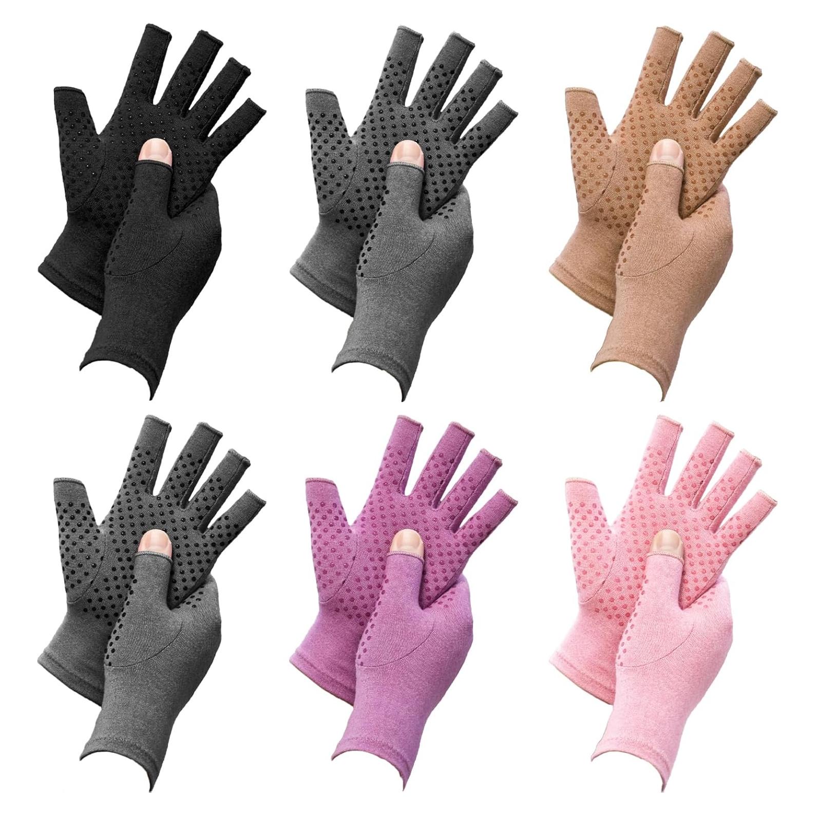 6 Pares de Guantes de Compresión Sin Dedos Beieverluck